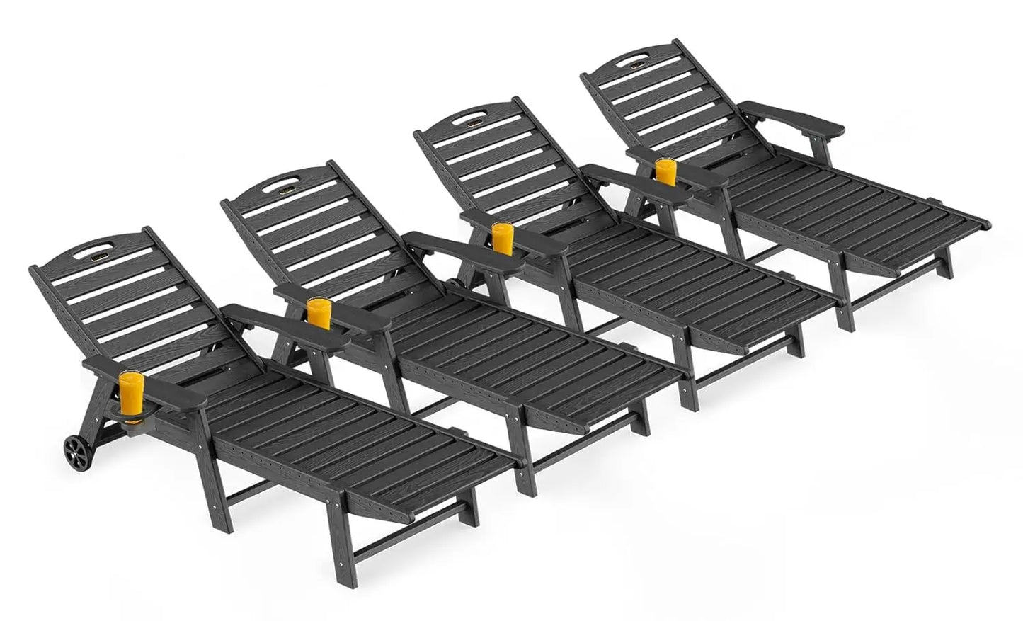 Outdoor Lounge Chairs Set Of 4 All Weather HDPE Wheels
