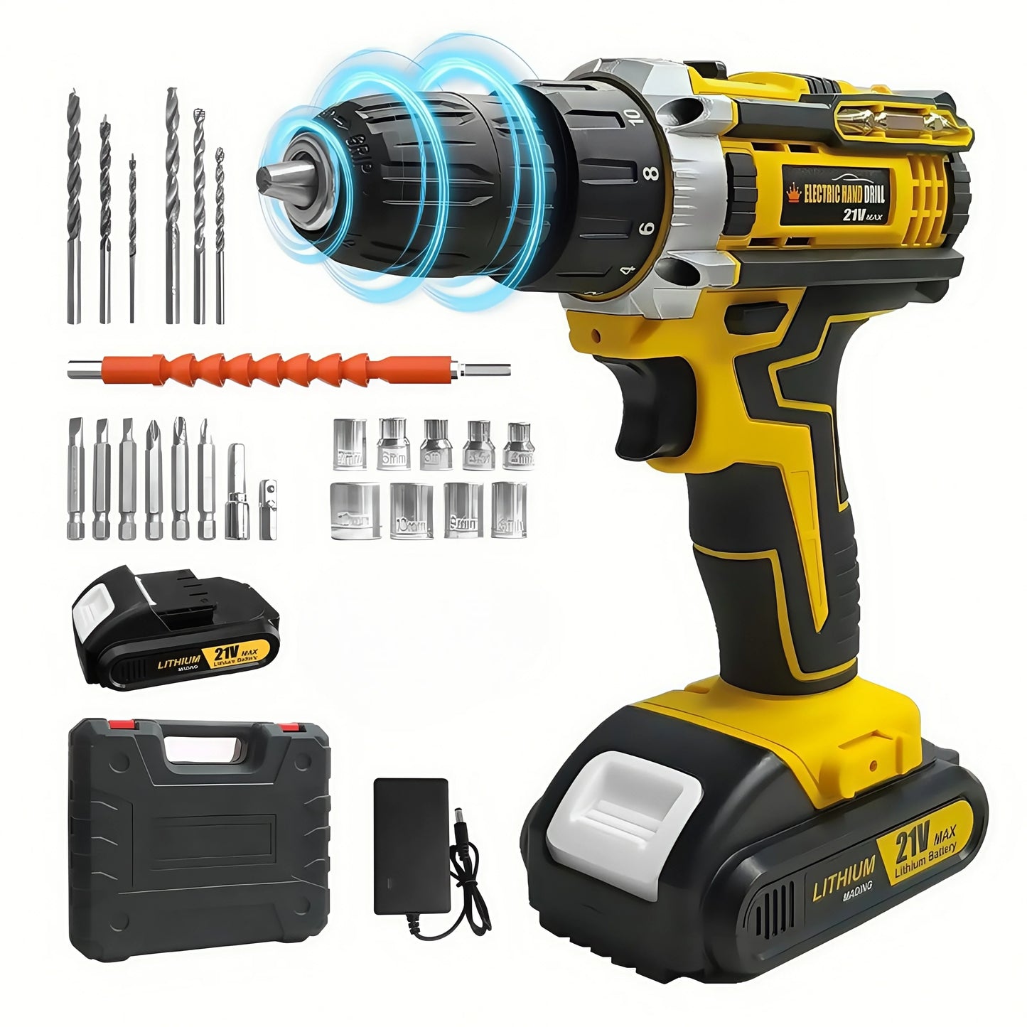 21V Cordless Drill Set for Home DIY Projects Includes Battery