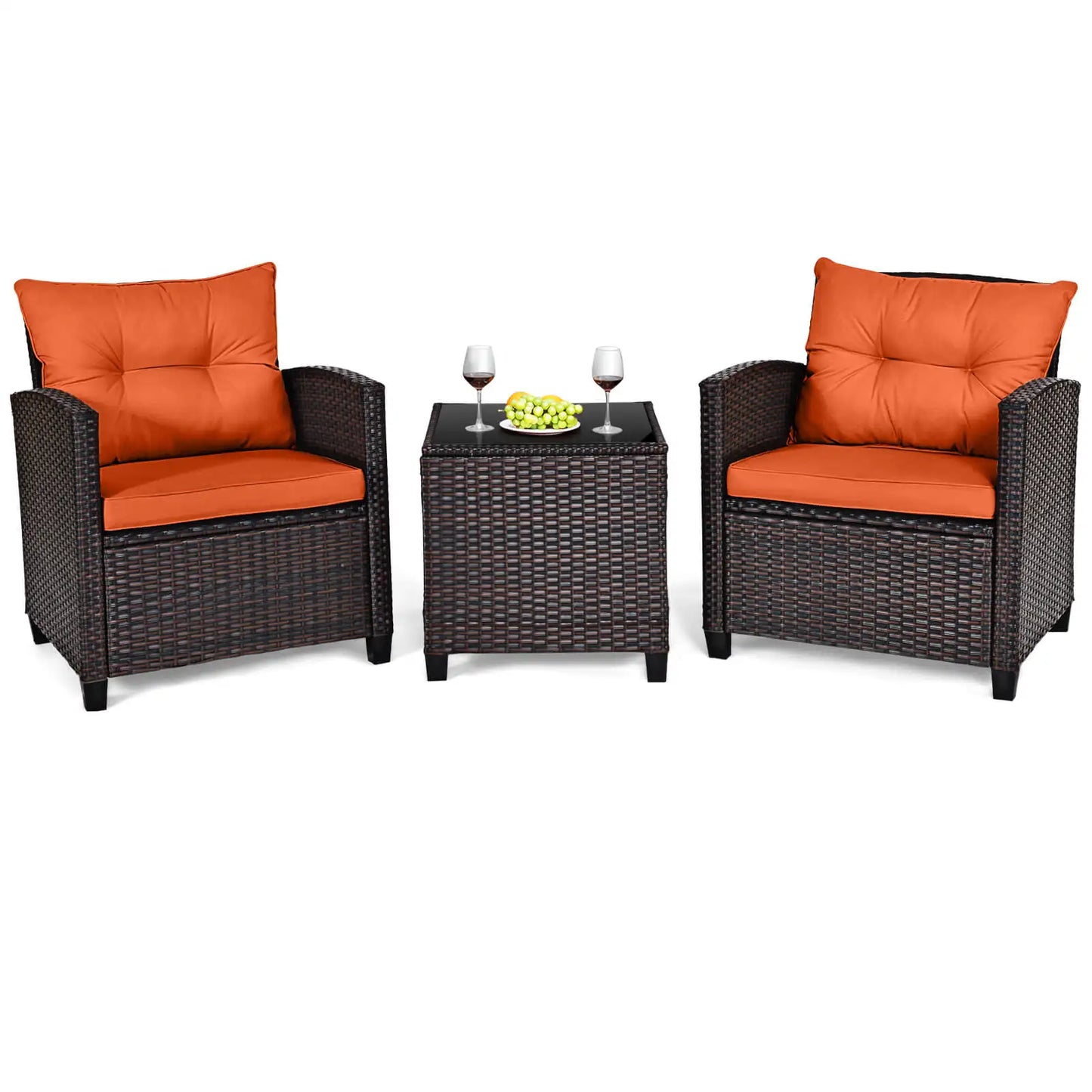 HOMASIS Patio Rattan Furniture Set Cushioned Conversation Set
