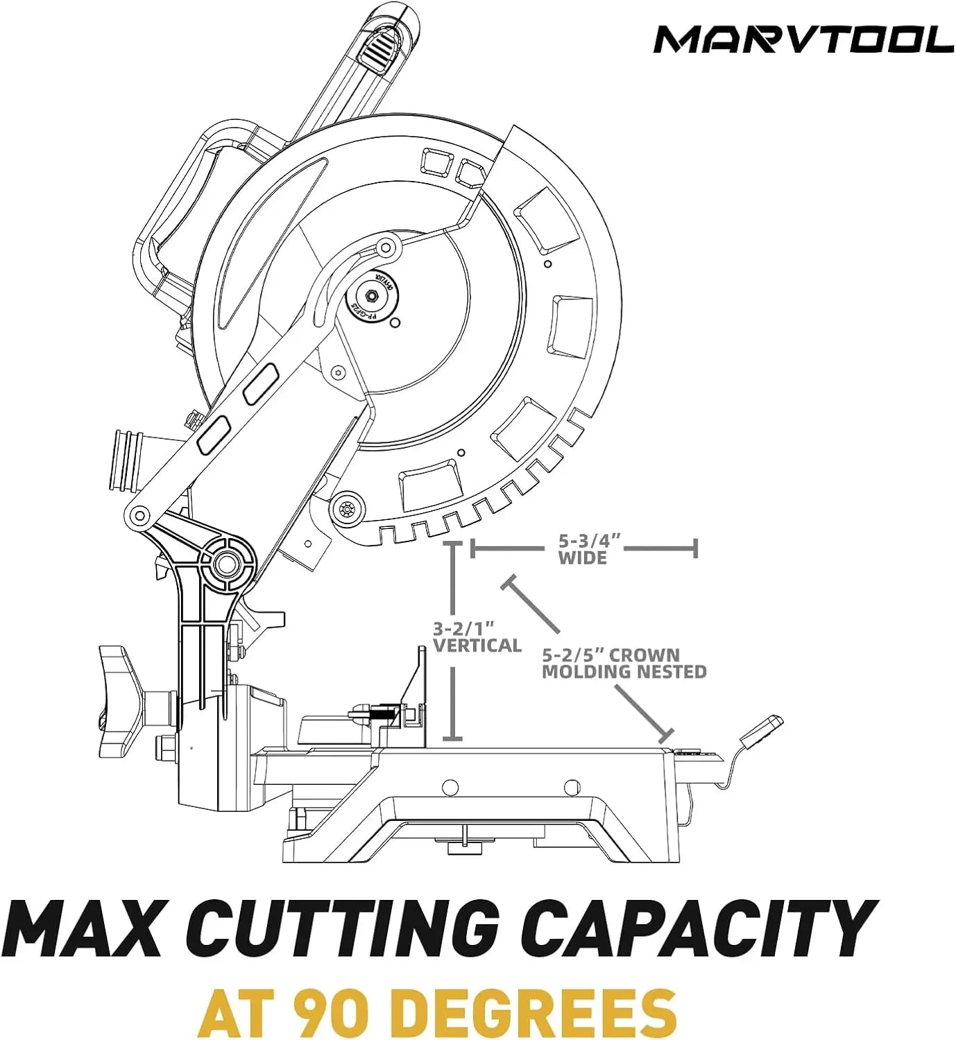 Single Bevel Miter Saw Fifteen Amp 5000 RPM Heavy Duty