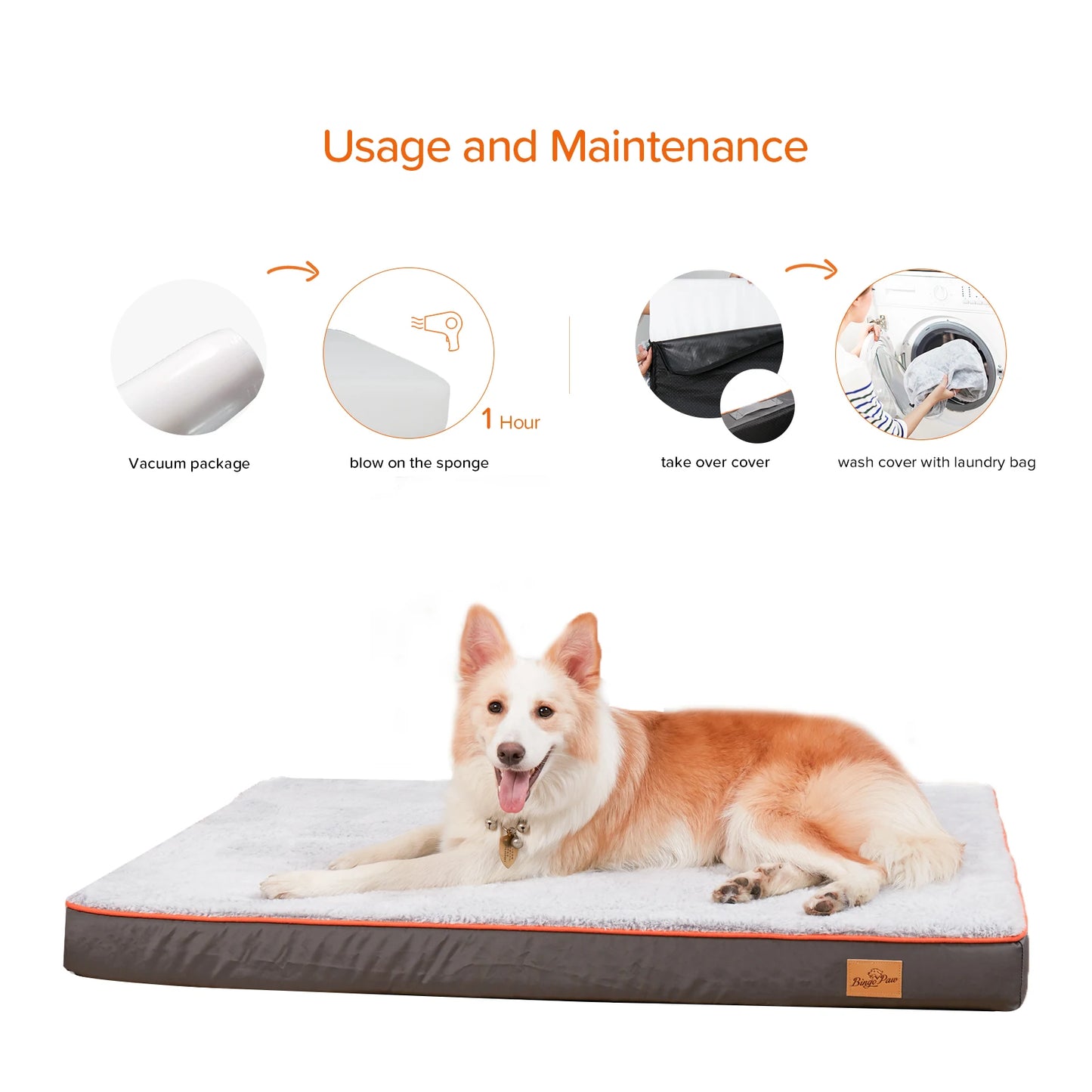 BINGOPAWCN Orthopedic Dog Bed Waterproof With Memory Foam