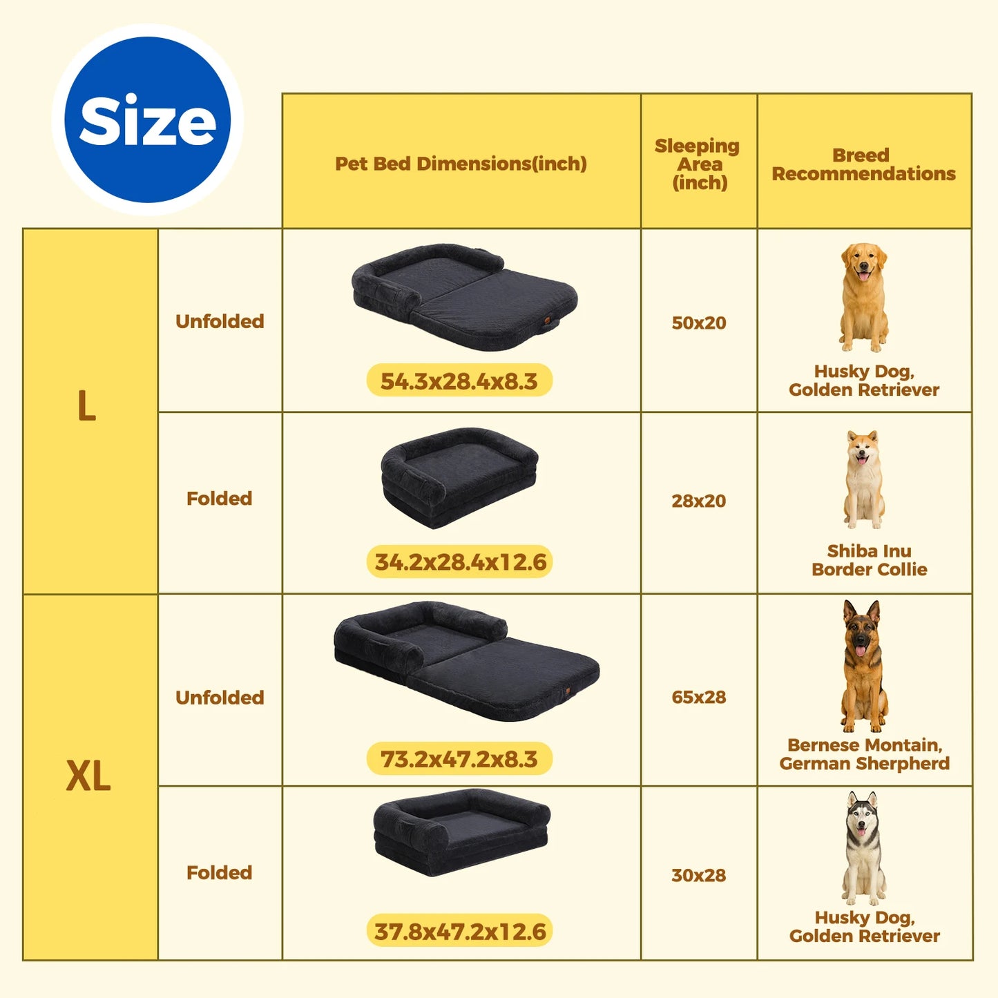 PAWZ Road Foldable Dog Bed For Large Dogs Plush Sofa Bed With Non Slip