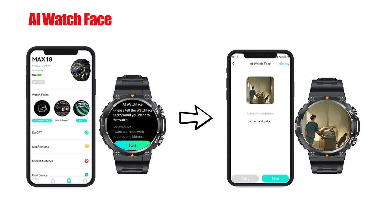SENBONO MAX18 Smartwatch For Men With AMOLED Screen AIGPT