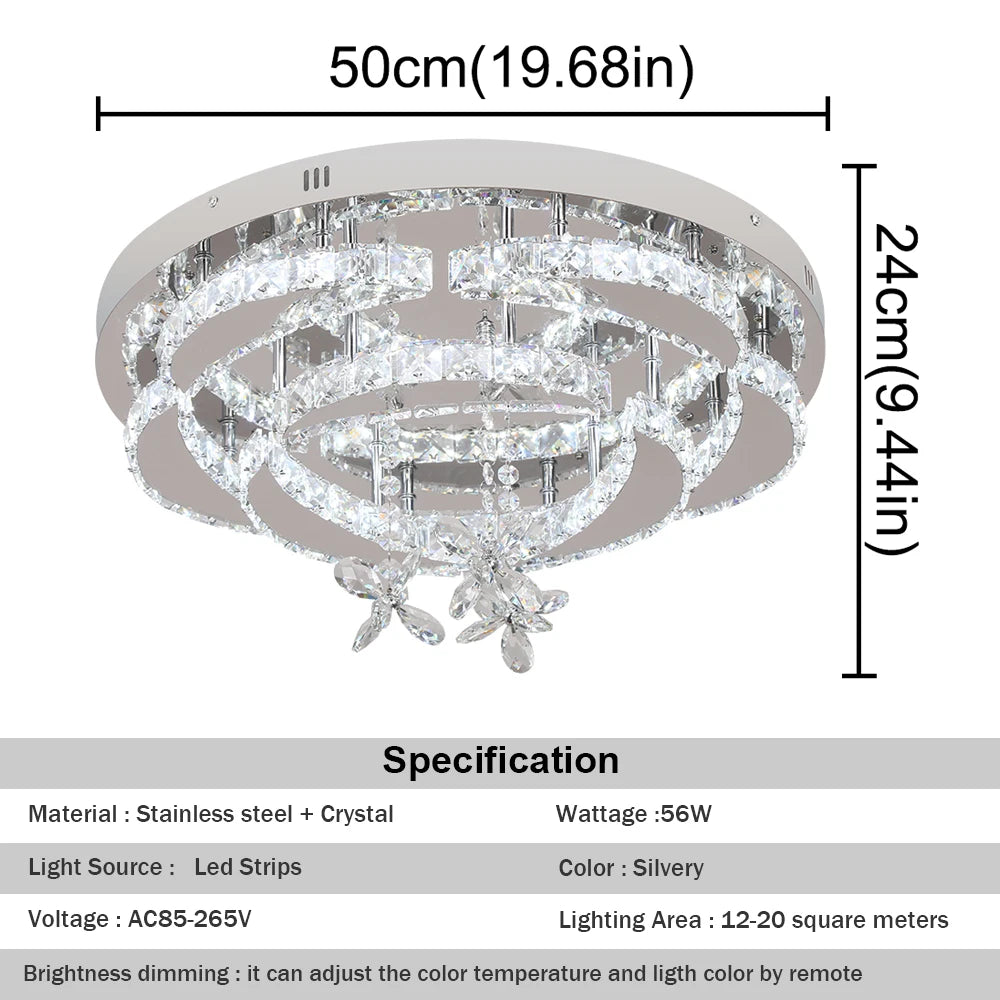 Vetrulus Luxury K9 Crystal Chandelier Modern Dimmable Ceiling Lamp