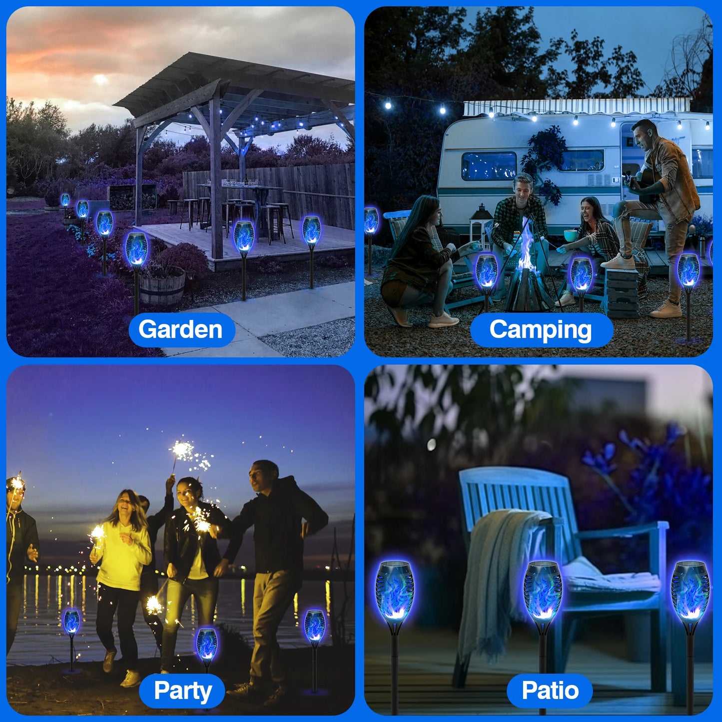 Solar Flame Torch Lights LED Flickering Outdoor Lawn Path Decoration