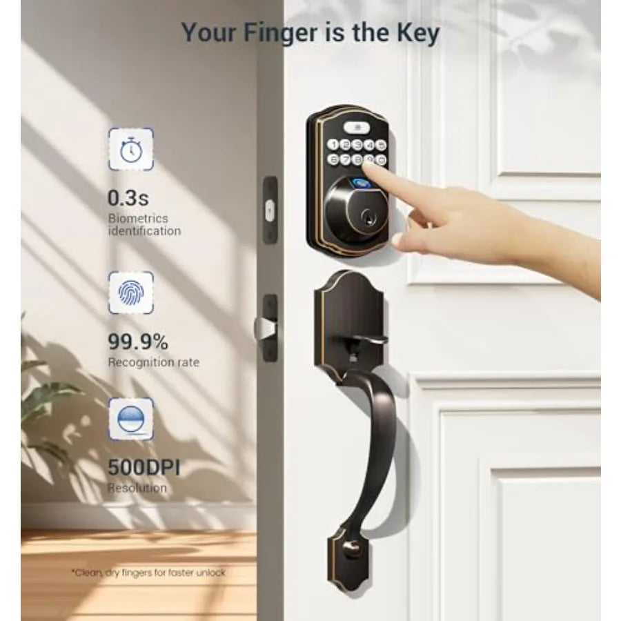 SHXI Fingerprint Door Lock Set Keyless Entry With Lever Handle