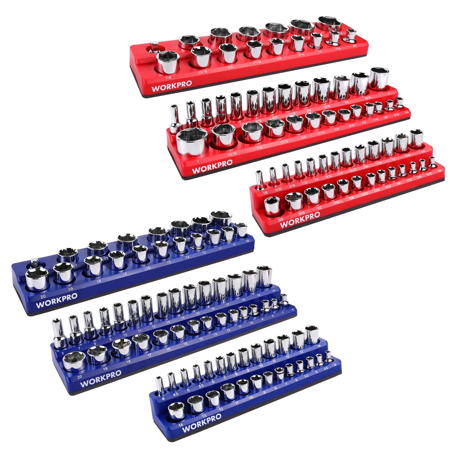 Magnetic Socket Organizer Set Large Capacity Metric And SAE