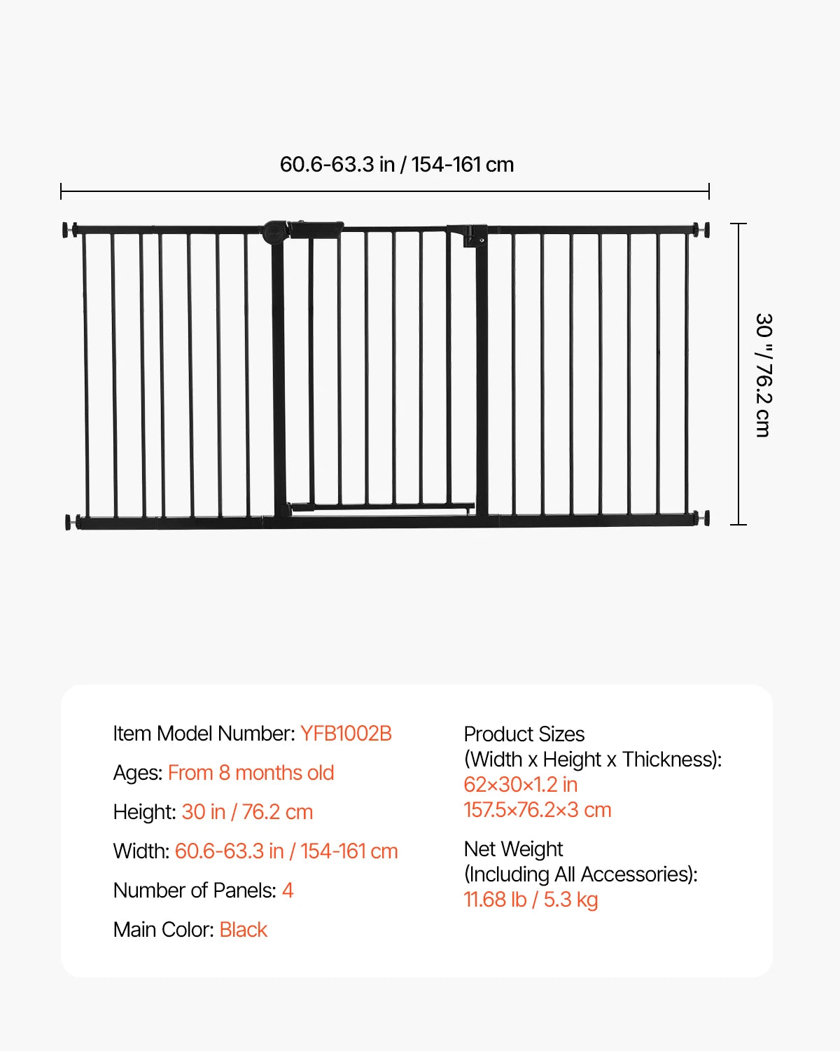 SucceBuy Baby Gate Walk Through Doorways Pressure Mounted