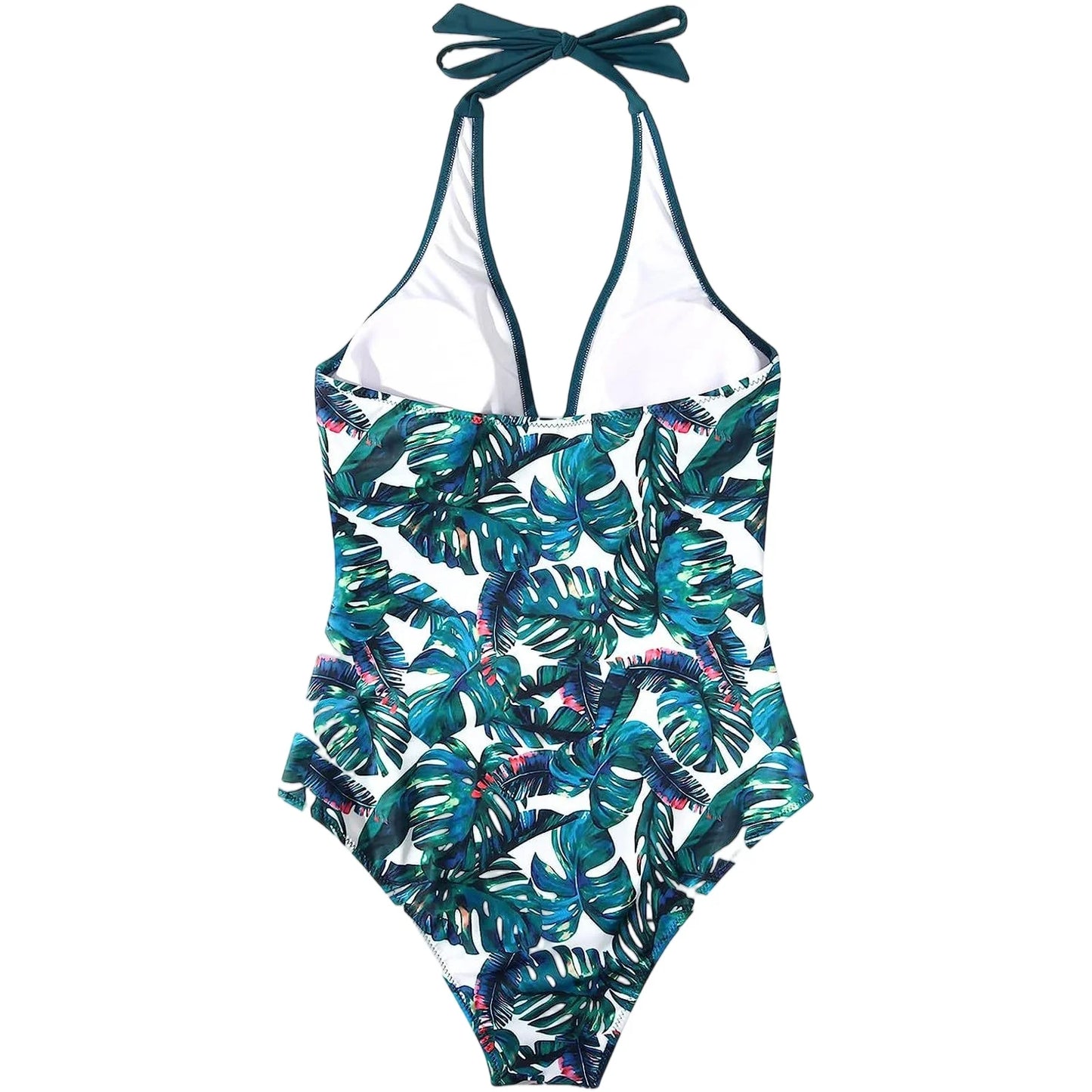 NONECN Tummy Control Cross Front Striped One Piece Swimsuit