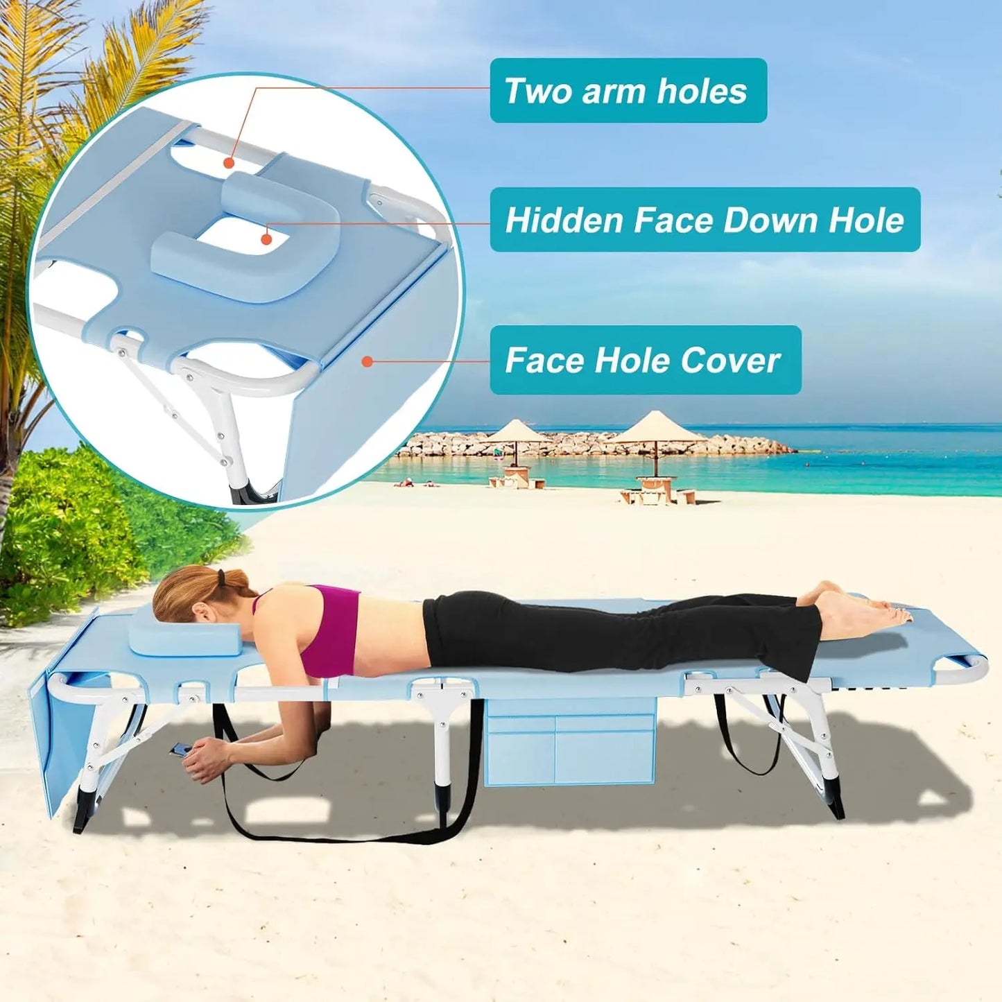 3 In 1 Sun Tanning Chair Folding Chaise Lounge