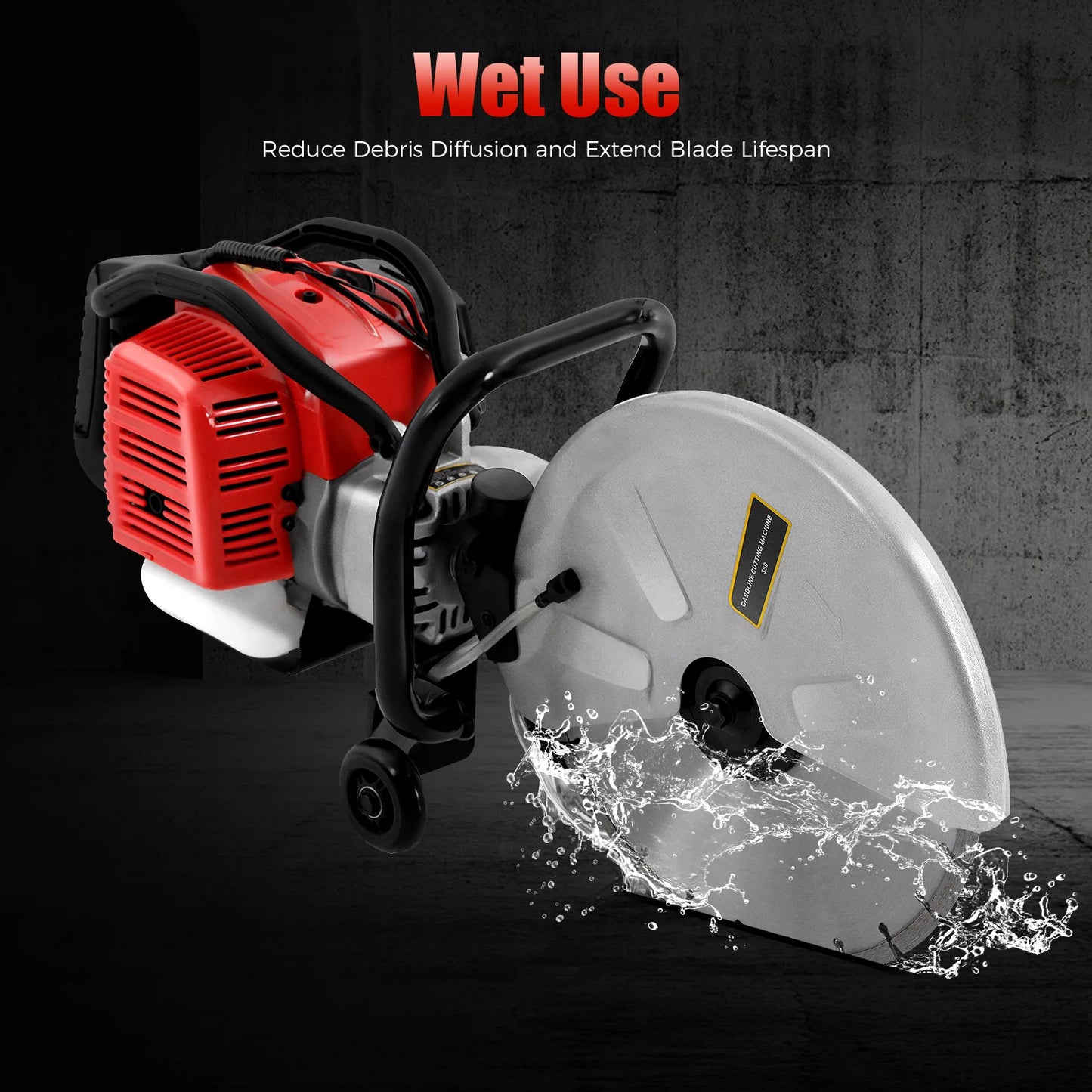CNCEST Gasoline Concrete Cutting Saw 52cc 2 Stroke for Cement Blocks