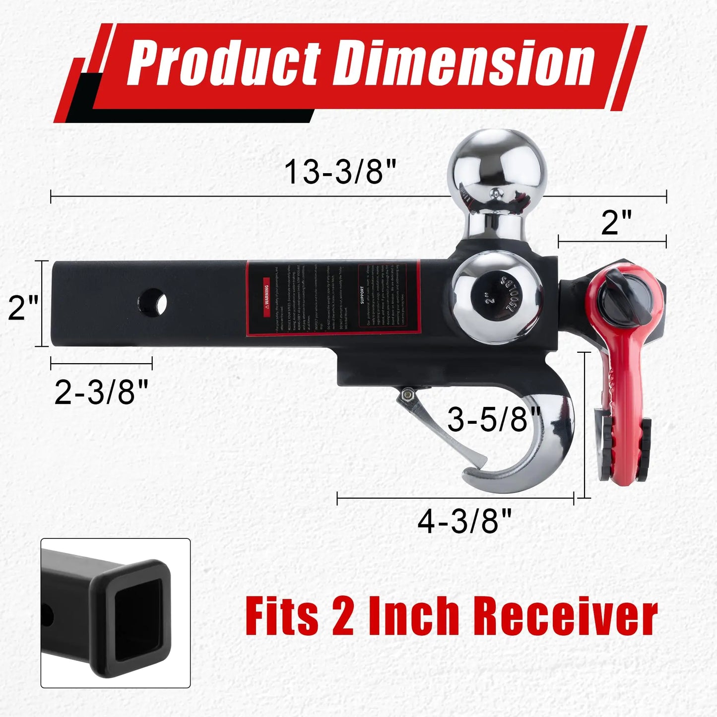TYT Tri Ball Hitch Mount Locks Tow Hook Clevis Shackle