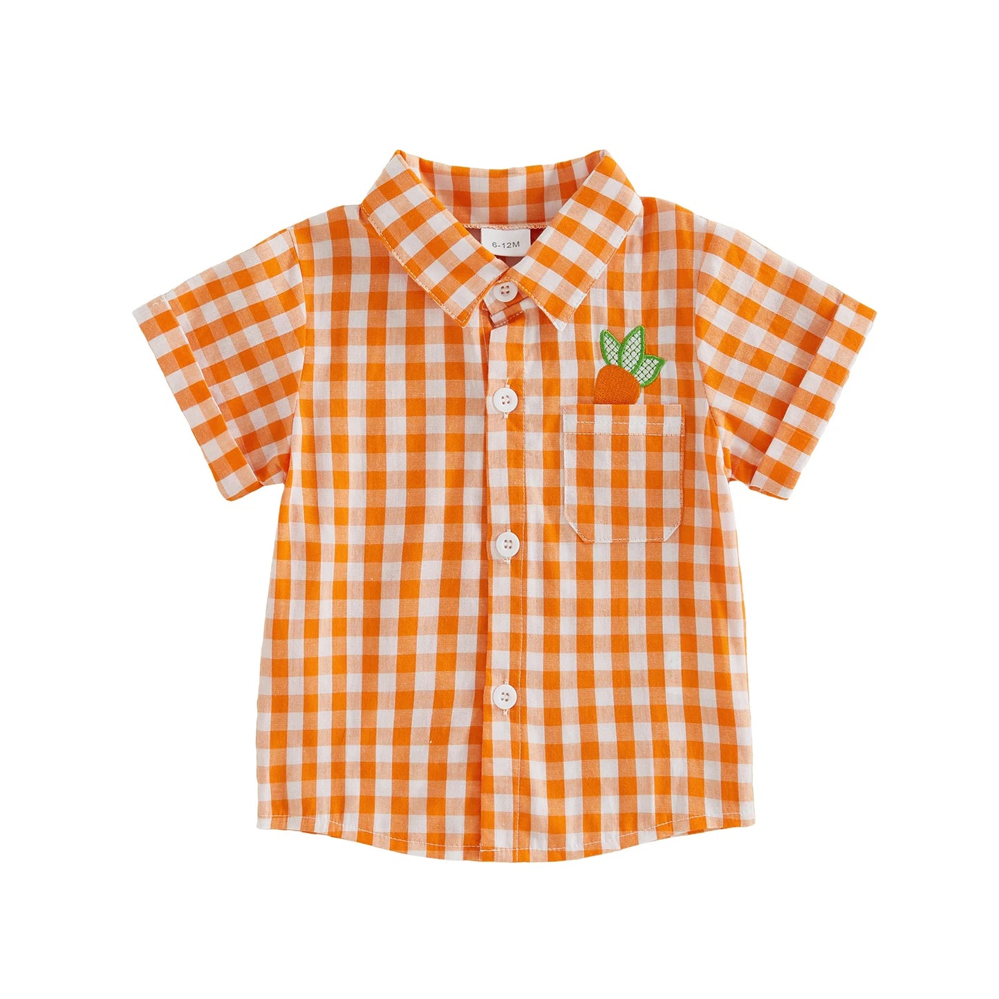 Toddler Easter Outfit Set With Bunny Embroidered Shirt And Plaid Shorts