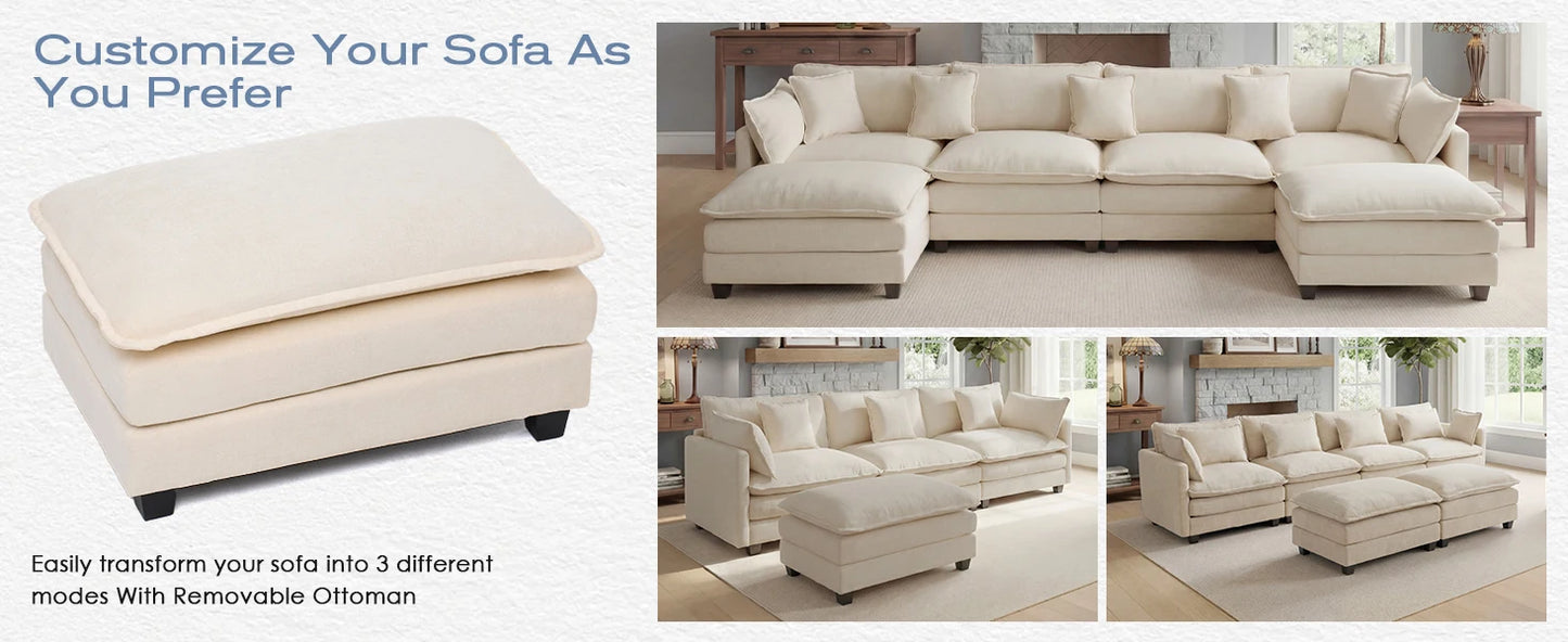 Redlife Modular Sectional Sofa With Ottoman For Living Room