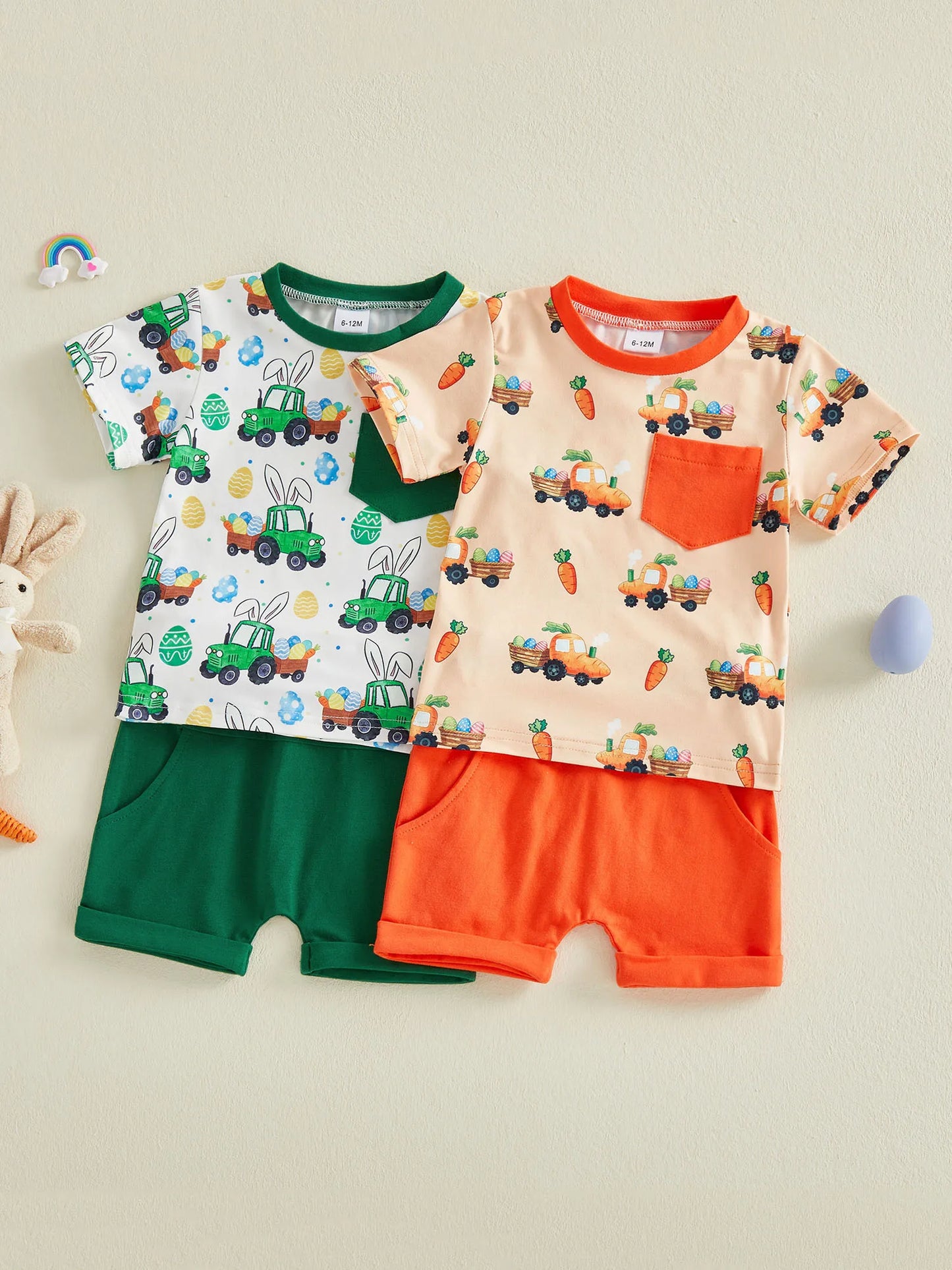 Easter Bunny Print Baby Girls 2 Piece Clothing Set