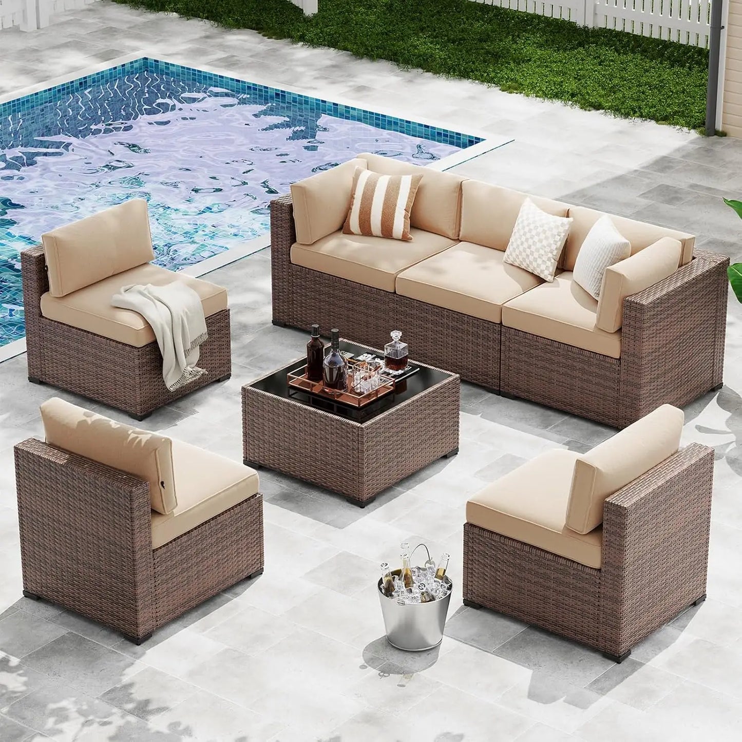 XIAOLANG Outdoor Wicker Patio Furniture Set With Cushions