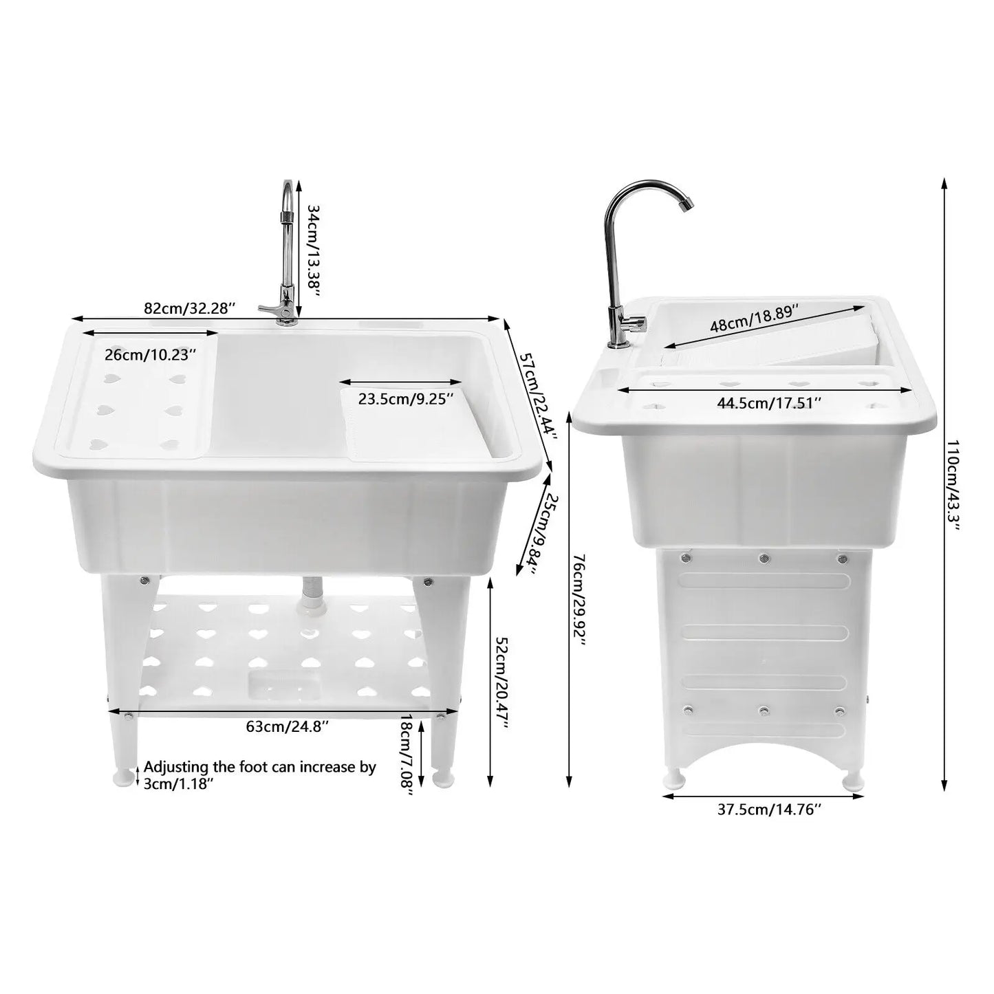 Bymaocar Utility Sink Freestanding Laundry Wash Station With Faucet
