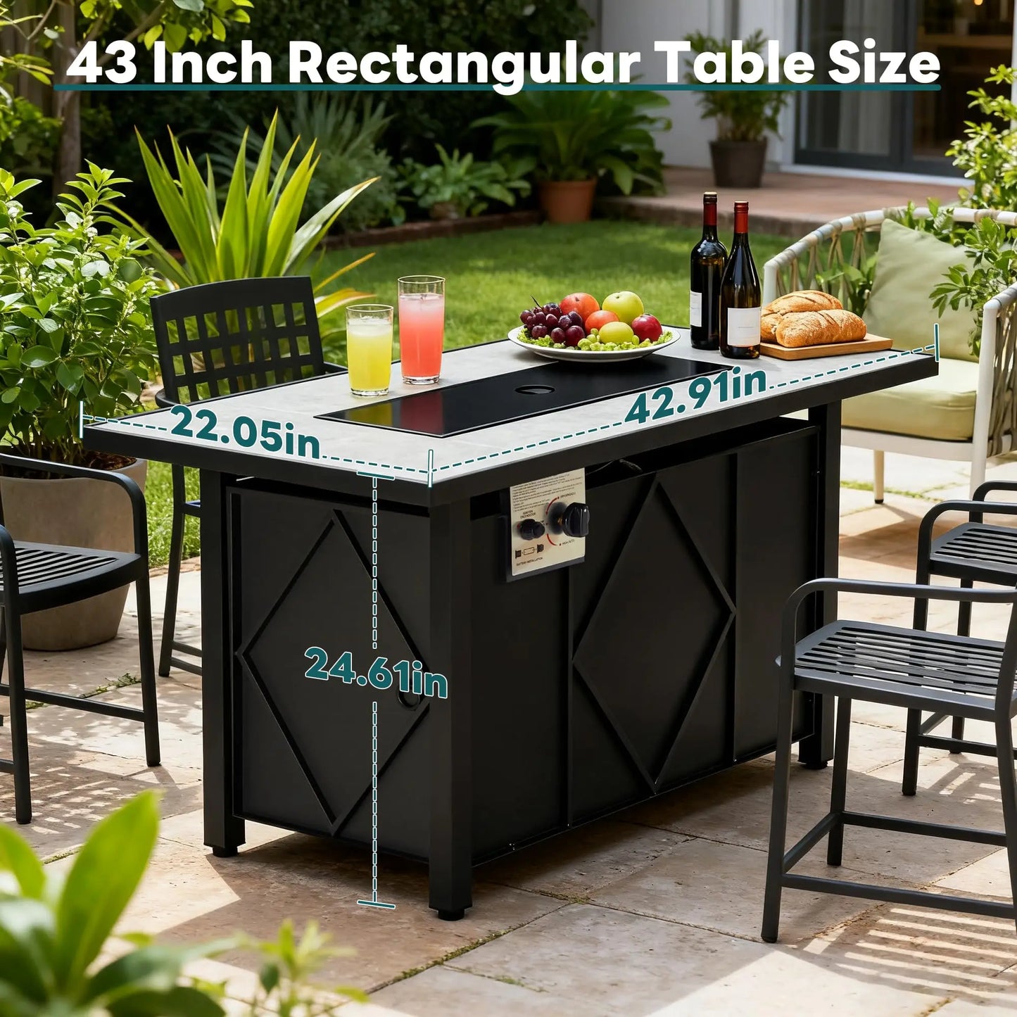 JHK 50000 BTU Outdoor Propane Fire Pit Table CSA Certified