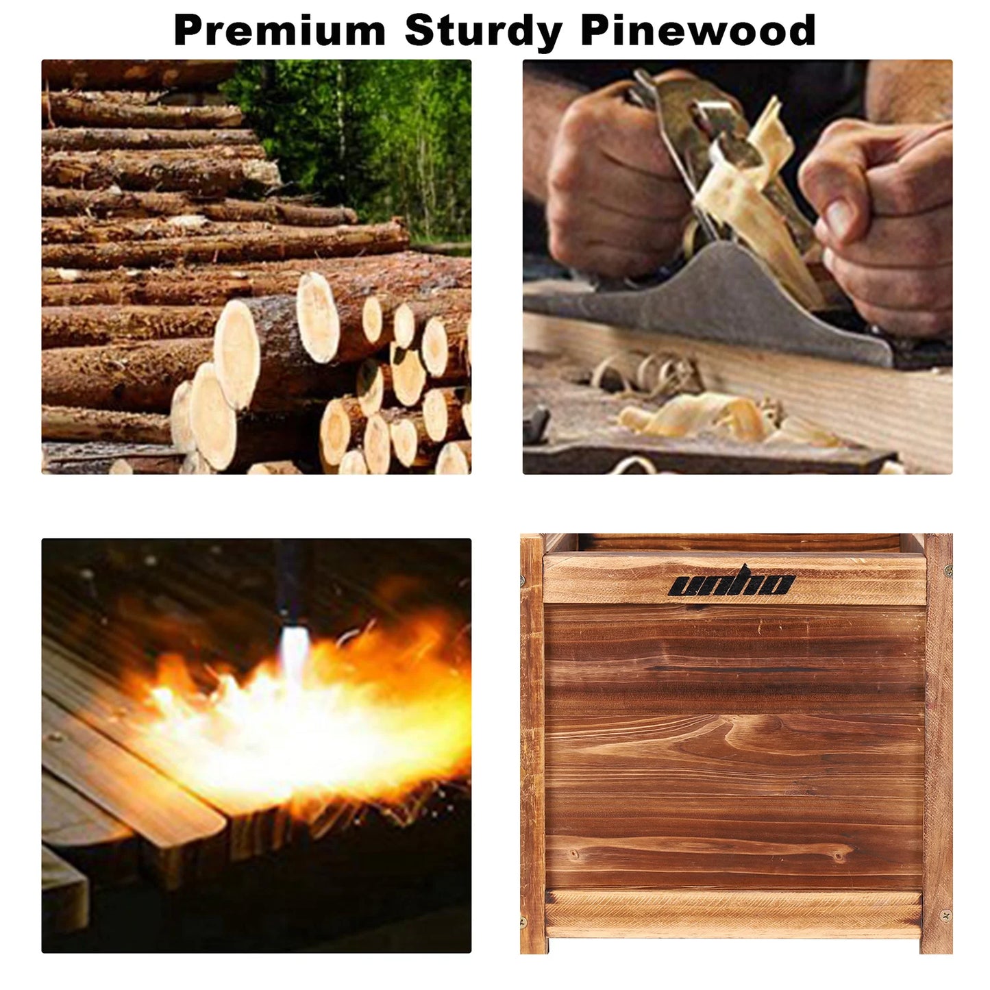 Pine Wood Raised Flower Bed Planter For Indoor Outdoor Gardening