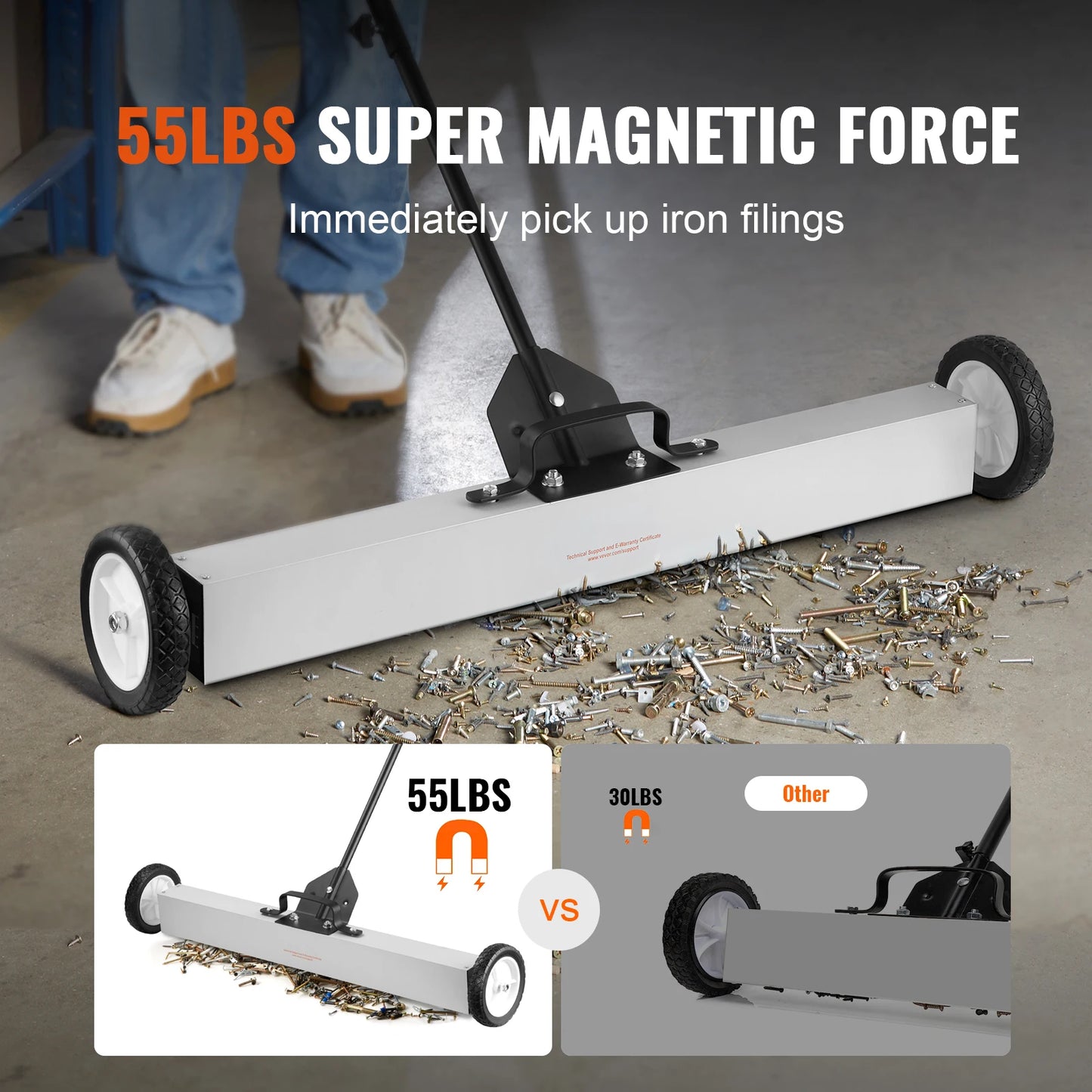 Magnetic Sweeper With Wheels Push Type Magnetic Pickup For Lawn