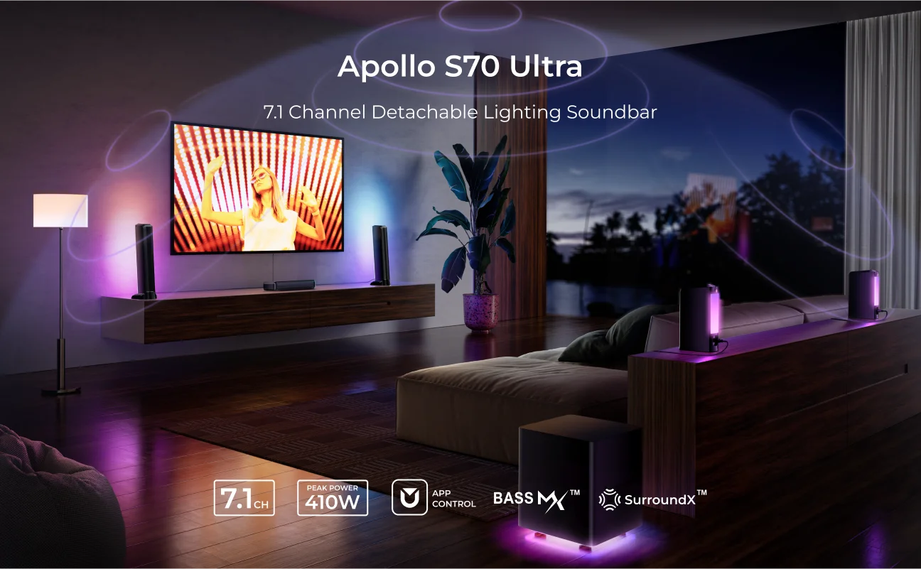 ULTIMEA 410W 7.1ch Soundbar With Wireless Subwoofer And Surround Speakers