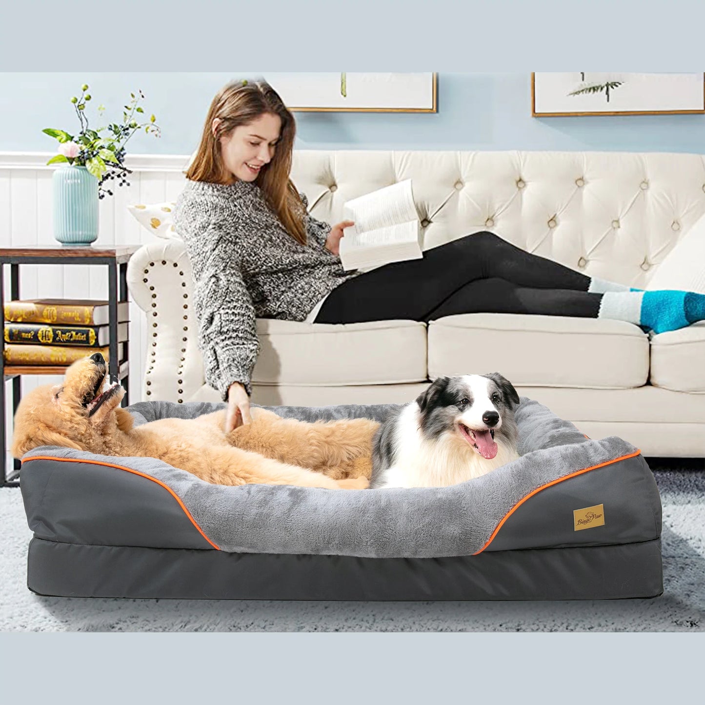 BINGOPAW Large Dog Bed Anti Allergy Removable Washable Cover Waterproof