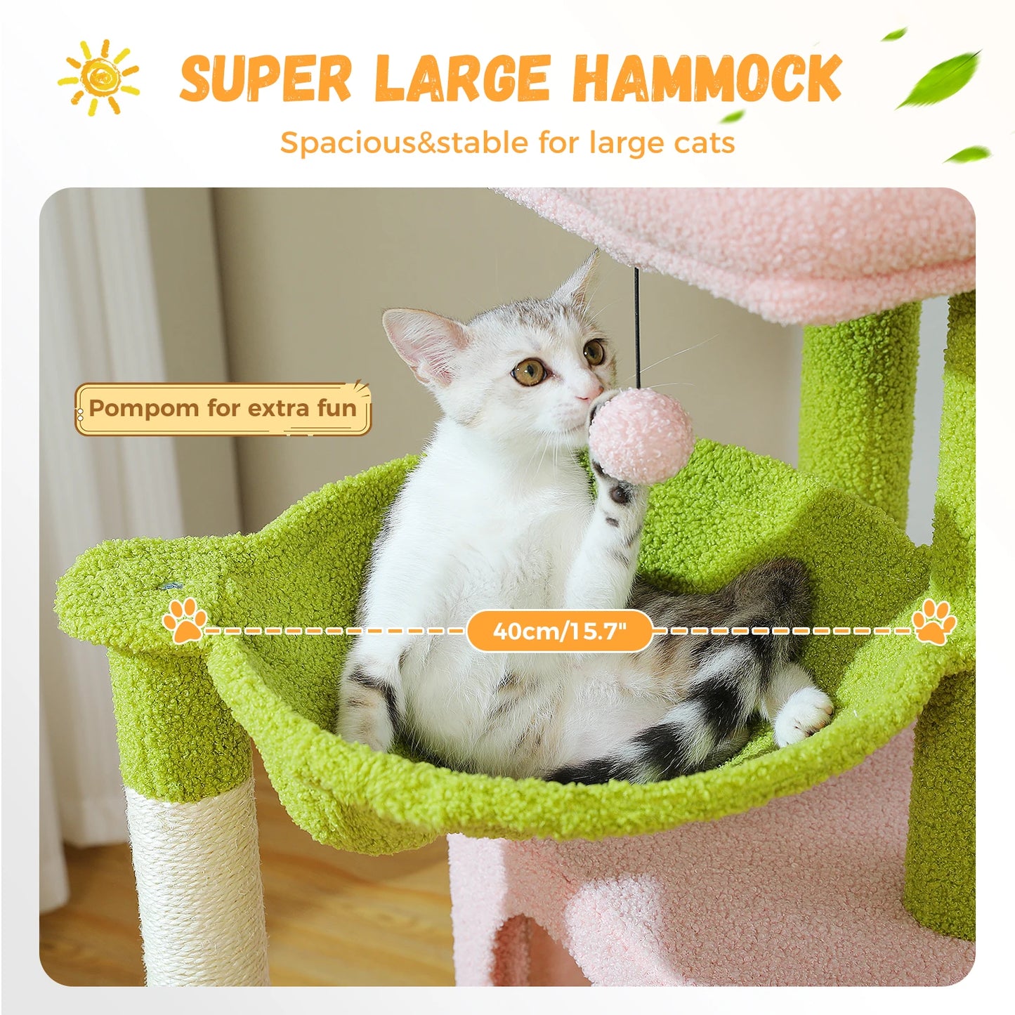 PEQULTI Cat Tree With Natural Sisal Scratching Post And Condo