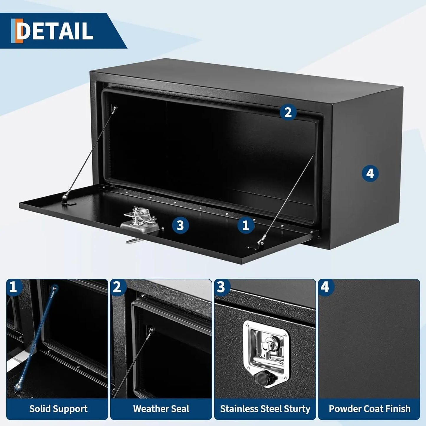 Twister.CK Heavy Duty Aluminum Truck Tool Box Waterproof Storage Chest