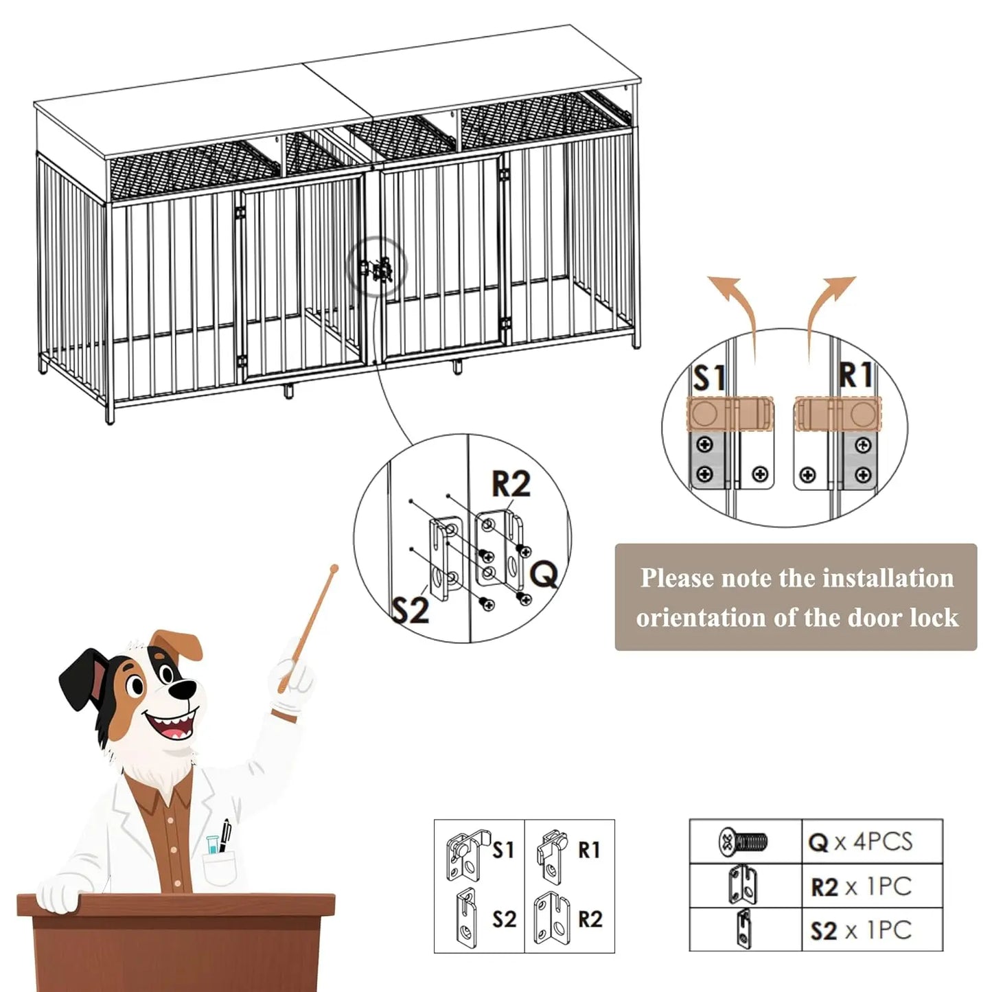 Double Dog Crate Furniture With Drawers And Removable Divider