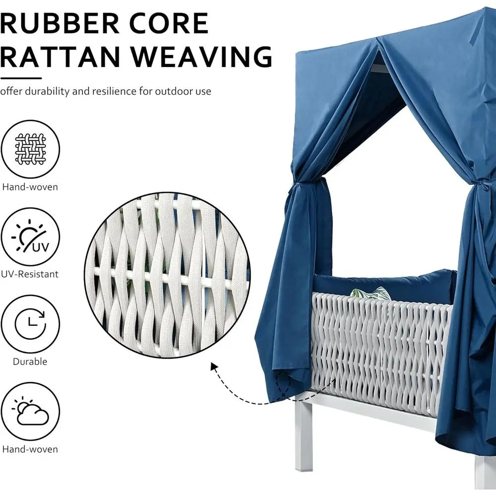 Wicker Outdoor Daybed Lounger for Poolside Cabana and Backyard