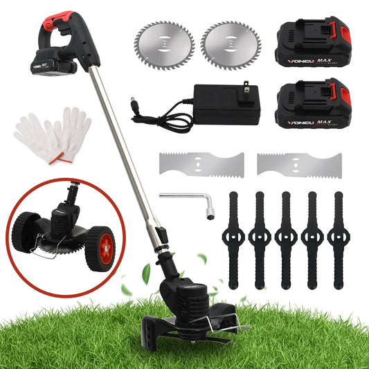 Cordless Electric Weed Wacker 21V With 2x2.0Ah Battery