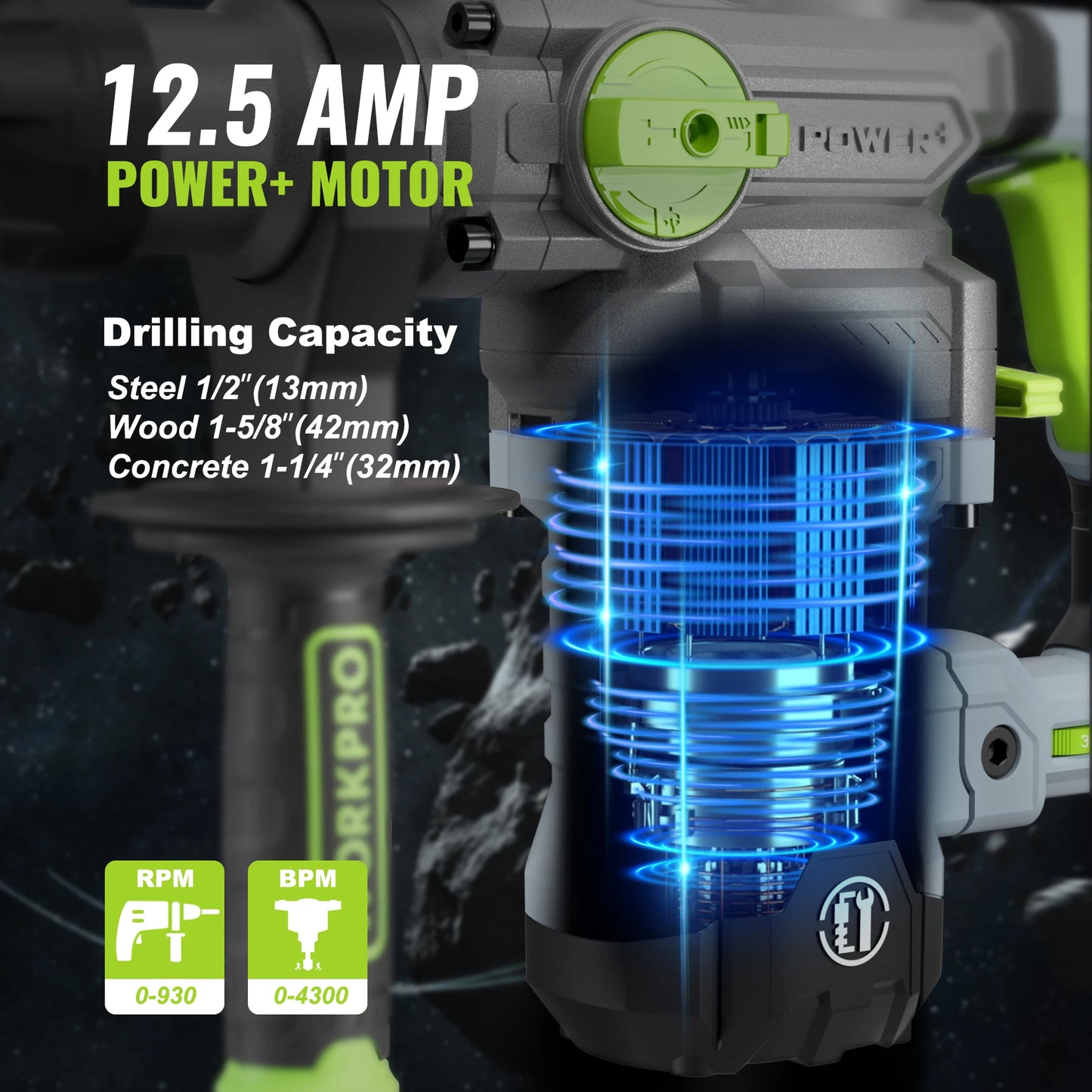 WORKPRO Heavy Duty Rotary Hammer Drill for Concrete