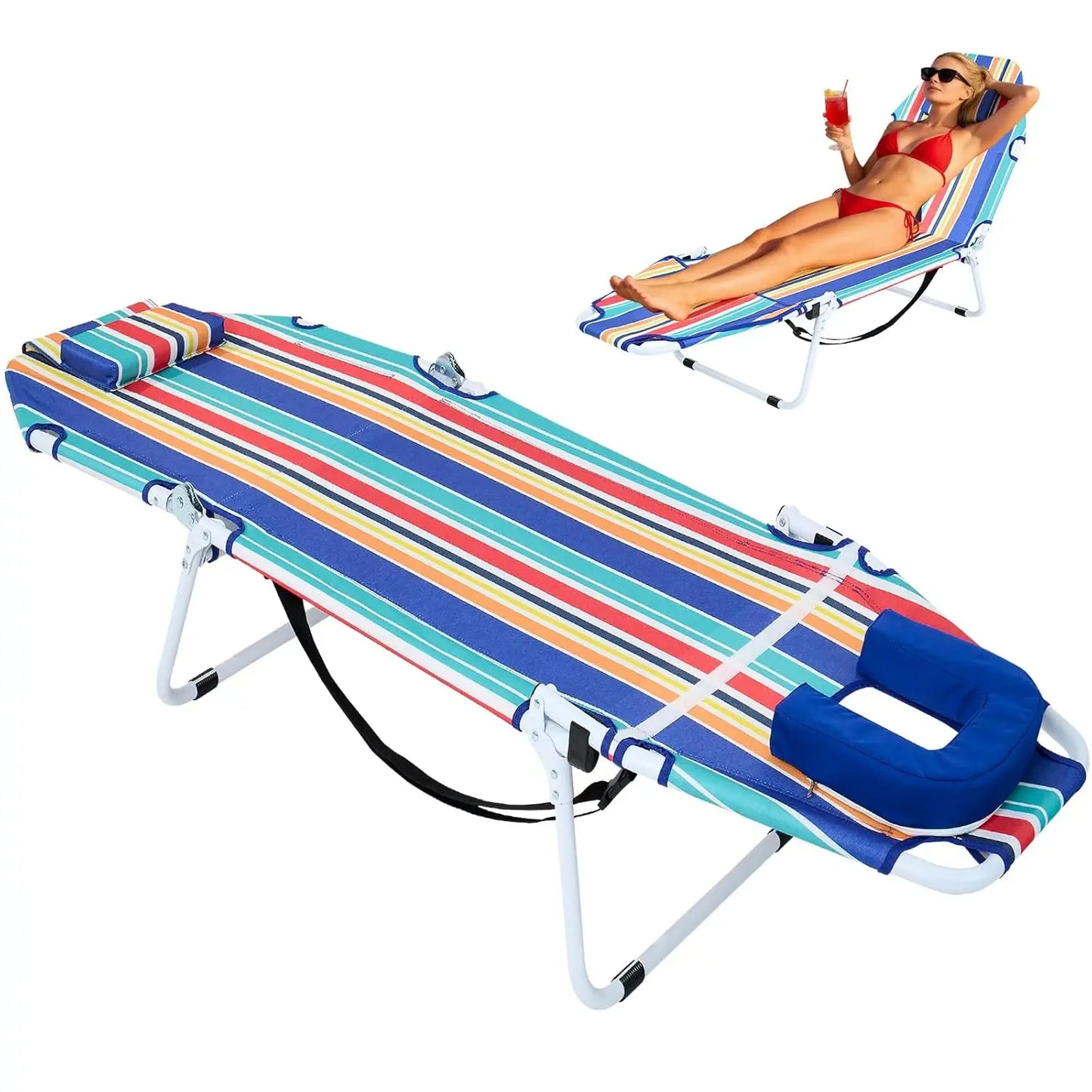 3 In 1 Sun Tanning Chair Folding Chaise Lounge