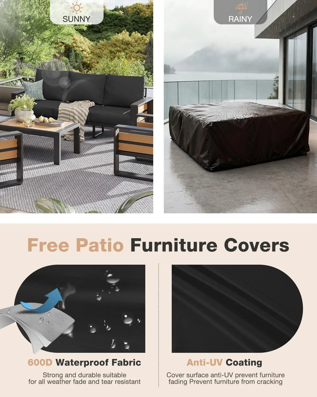 XIAOLANG Aluminum Patio Furniture Set Outdoor Sectional Olefin Cushions