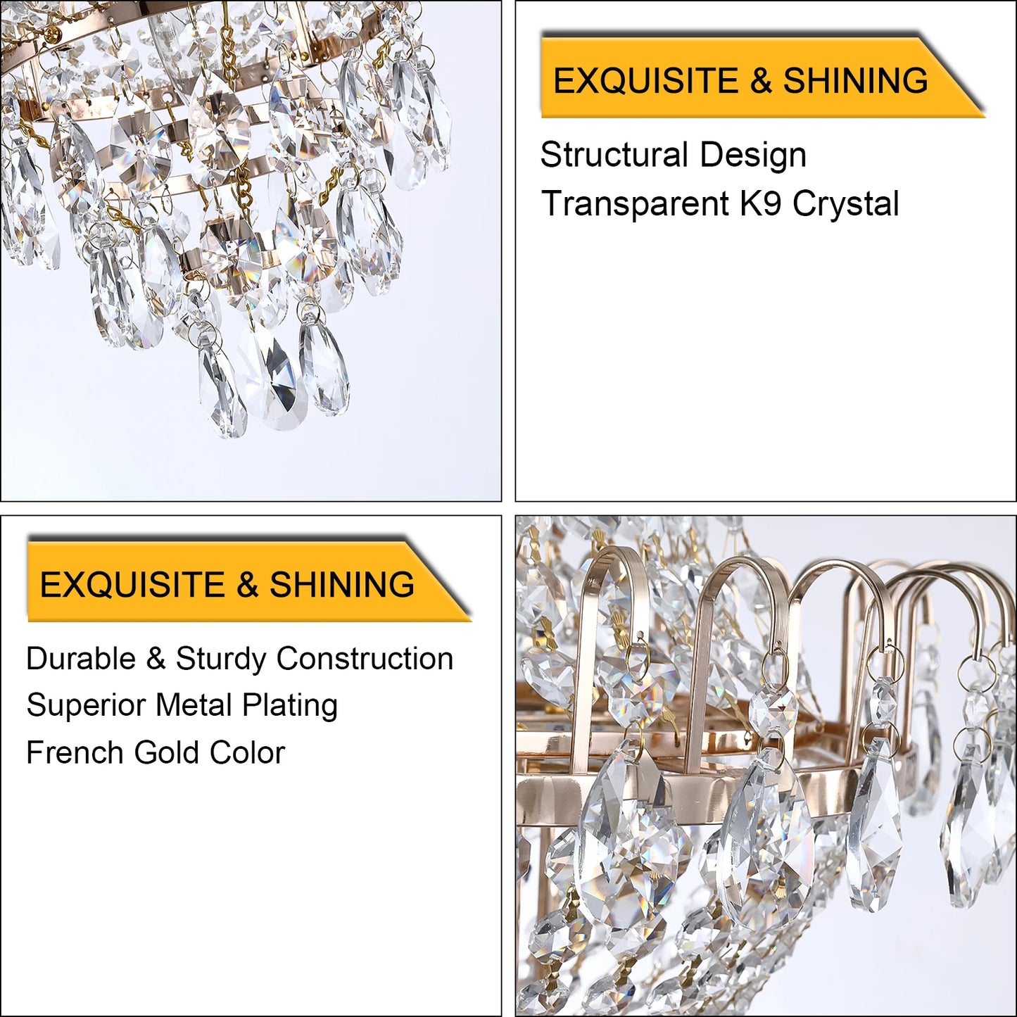 ARLGSITE Luxury Crystal Chandelier K9 Crystals Ceiling Pendant Light