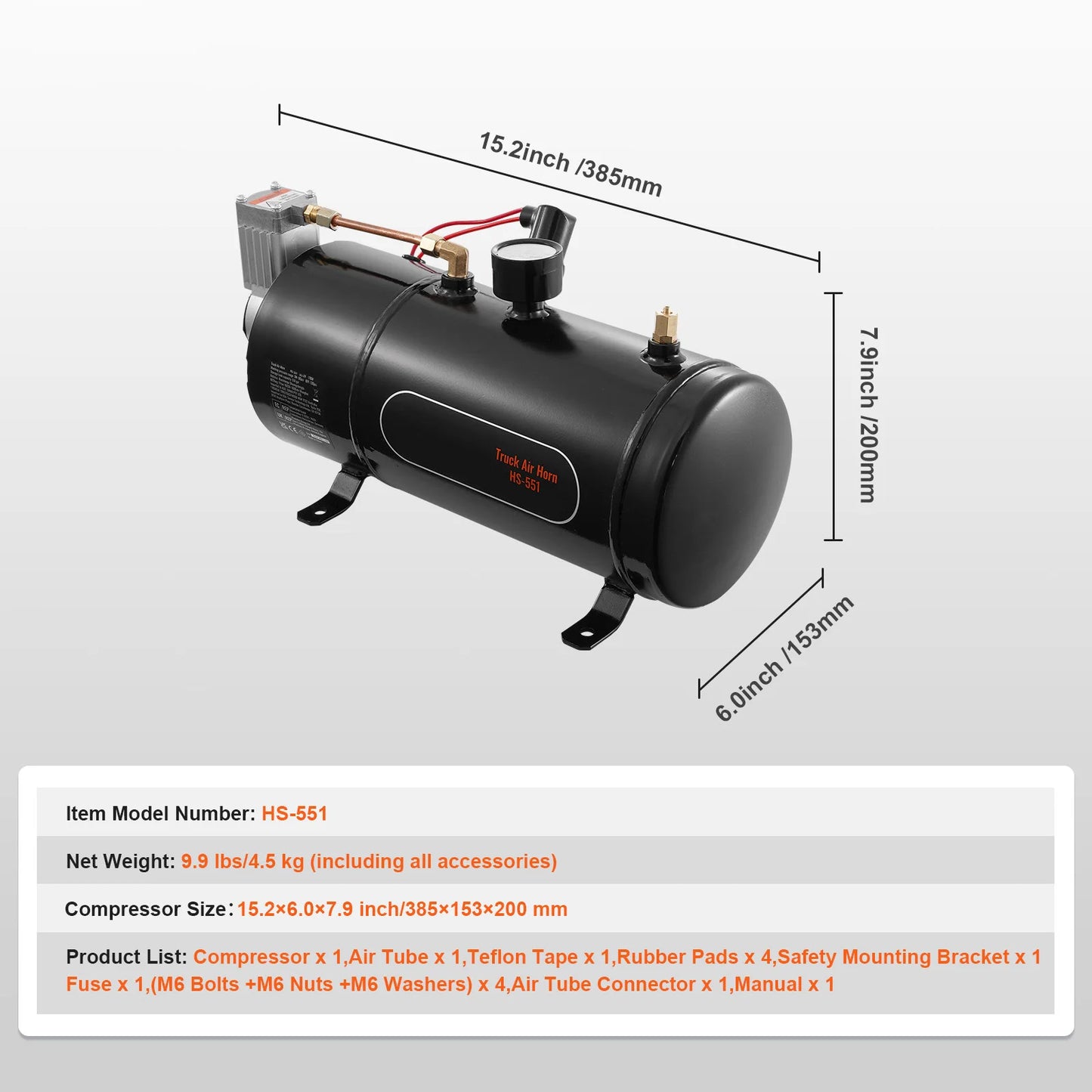 SucceBuy 12V Air Compressor With Tank For Train Horn