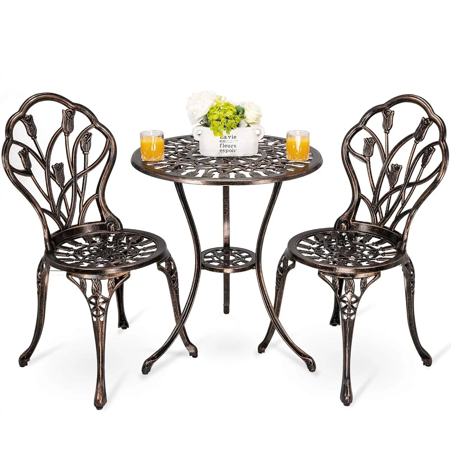 Bistro Table And Chairs Set Outdoor Patio Cast Aluminum