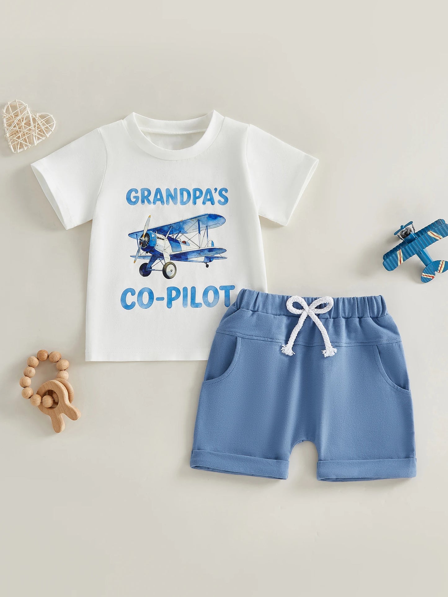 Dinosaur Print Short Sleeve Tops And Elastic Waist Shorts Set For Toddler Boy