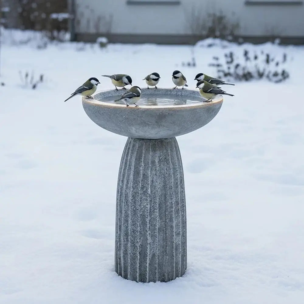 Bird Bath Outdoor Concrete Pedestal Garden Decor For Yard