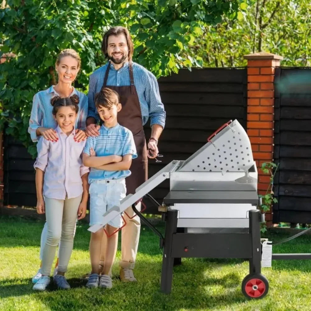 Patio Lawn Garden Outdoor Crawfish Boiler With Wheels And Stir Paddle