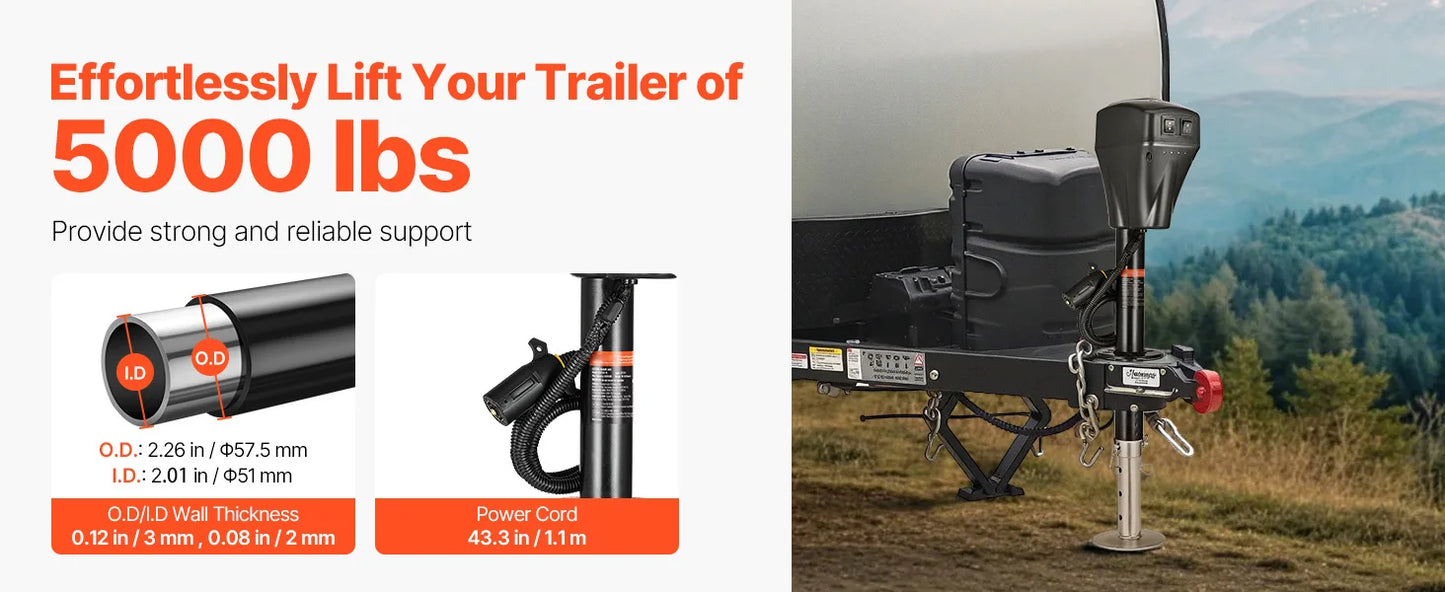 SucceBuy 5000 Lb Electric Trailer Jack for Campers 12V Tongue