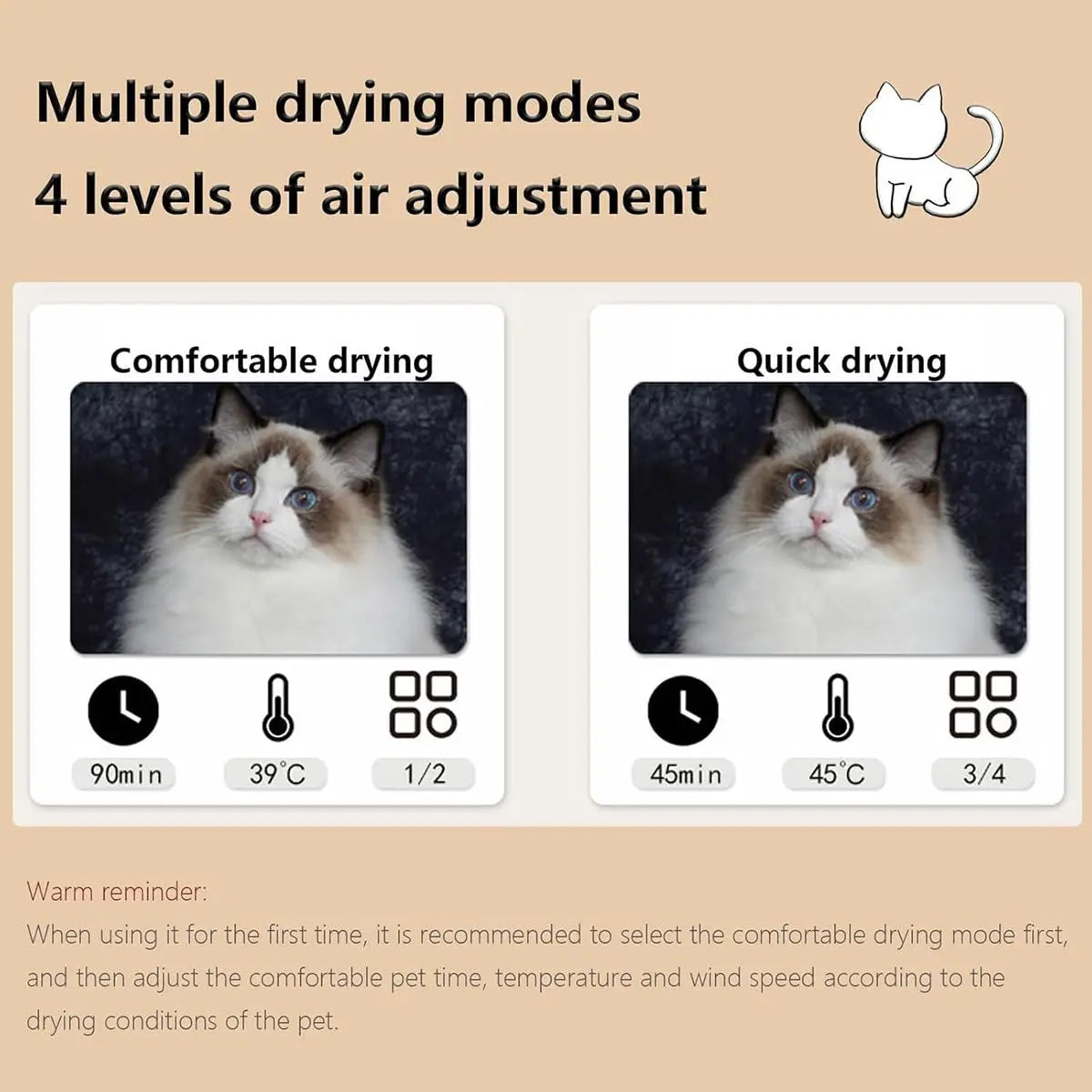 Ultra Quiet Automatic Pet Dryer Box Adjustable Temperature & Time Control Home Use Cat Dog Drying Machine, Custom
