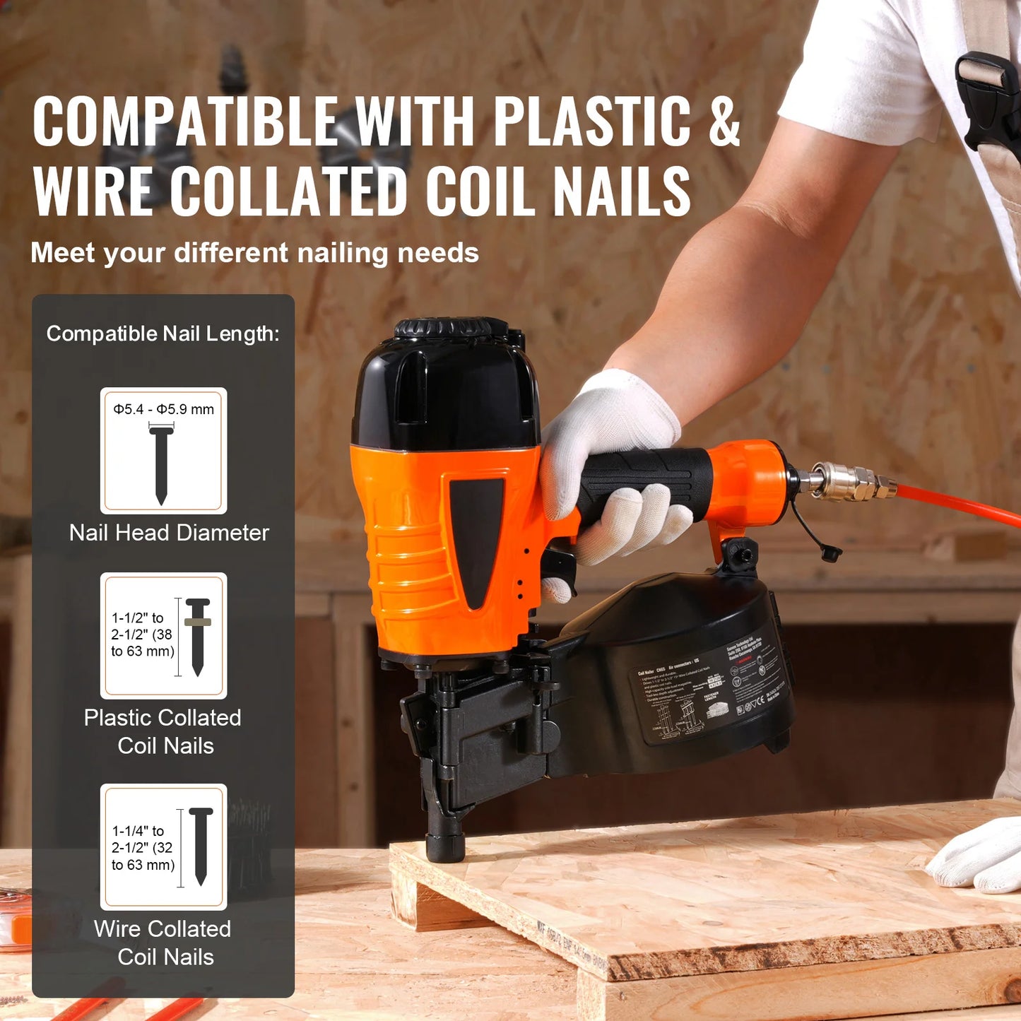 VEVOR Siding Nailer Coil CN65 CN55 CN70 CN83 CN90 Pneumatic