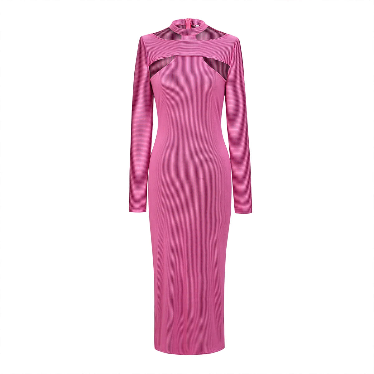 MSHIGHBEAUTY Hanging Neck Hollow Dress Slim Fit Long Sleeve