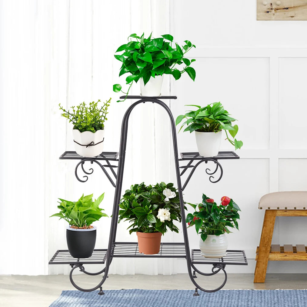 6 Tier Metal Plant Stand Garden Patio Wrought Iron