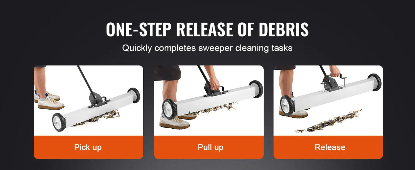Magnetic Sweeper With Wheels Push Type Magnetic Pickup For Lawn