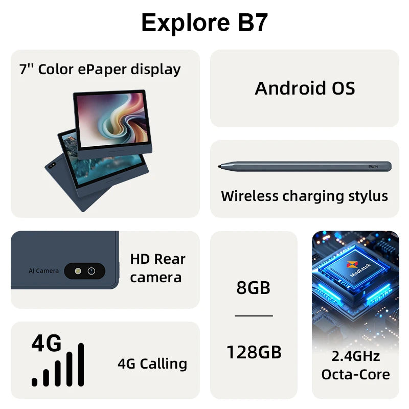 BIGME B7 Ebook Reader 300 PPI EInkTechnology AndroidOS 14 4G