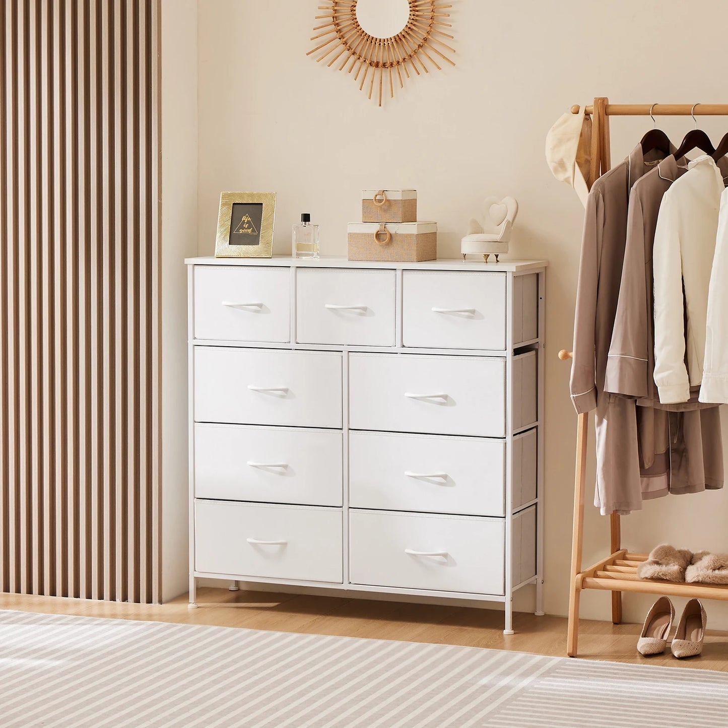 JHK Dresser With 9 Fabric Storage Drawers Wardrobe For Bedroom