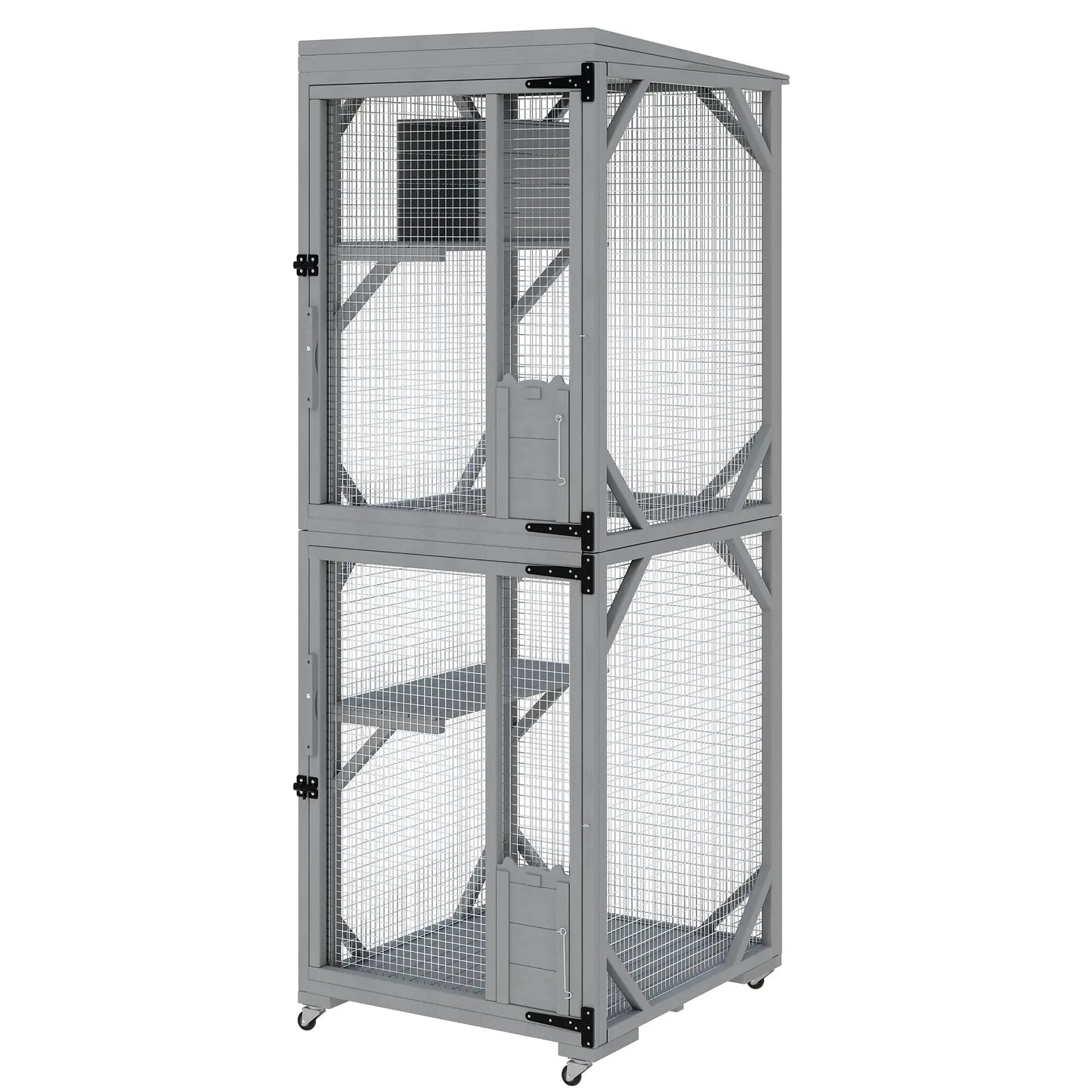 HiMISSCatio Outdoor Cat Enclosure With Lockable Wheels Multi Door