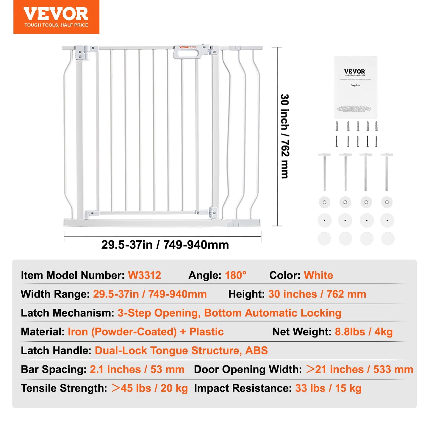 SucceBuy Baby Gate Walk Through Doorways Pressure Mounted